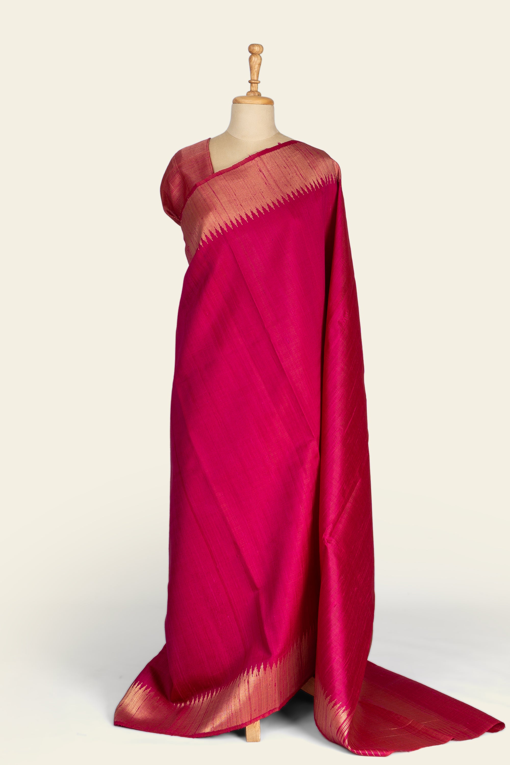 Deep Pink Chhattisgarh Raw Silk Saree