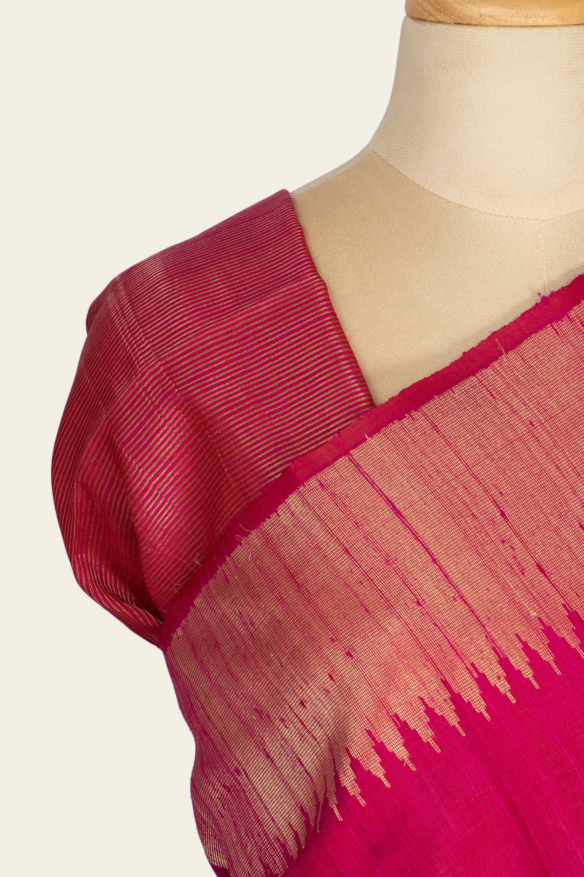 Deep Pink Chhattisgarh Raw Silk Saree