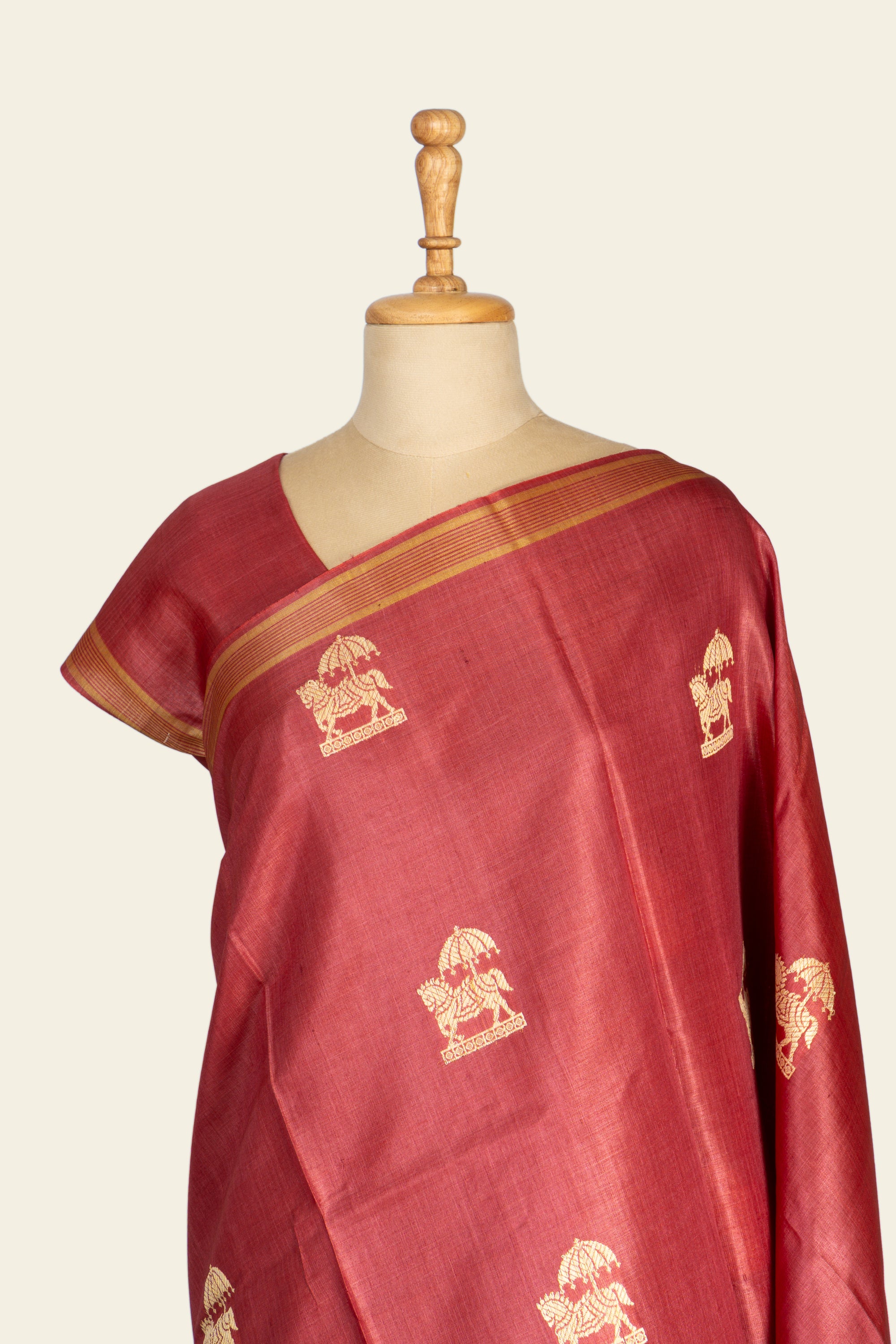 Blush Pink Chhattisgarh Pure Tussar Silk Saree