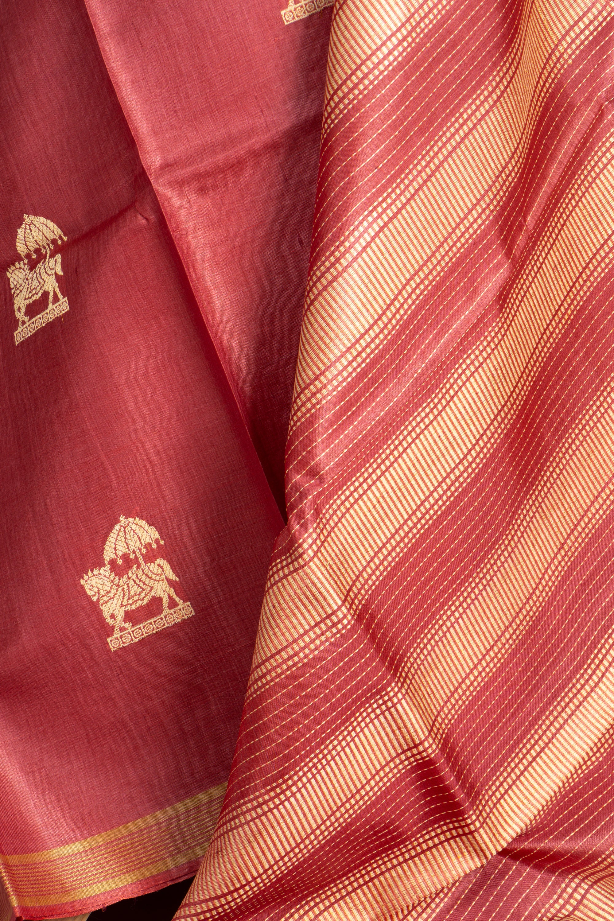 Blush Pink Chhattisgarh Pure Tussar Silk Saree