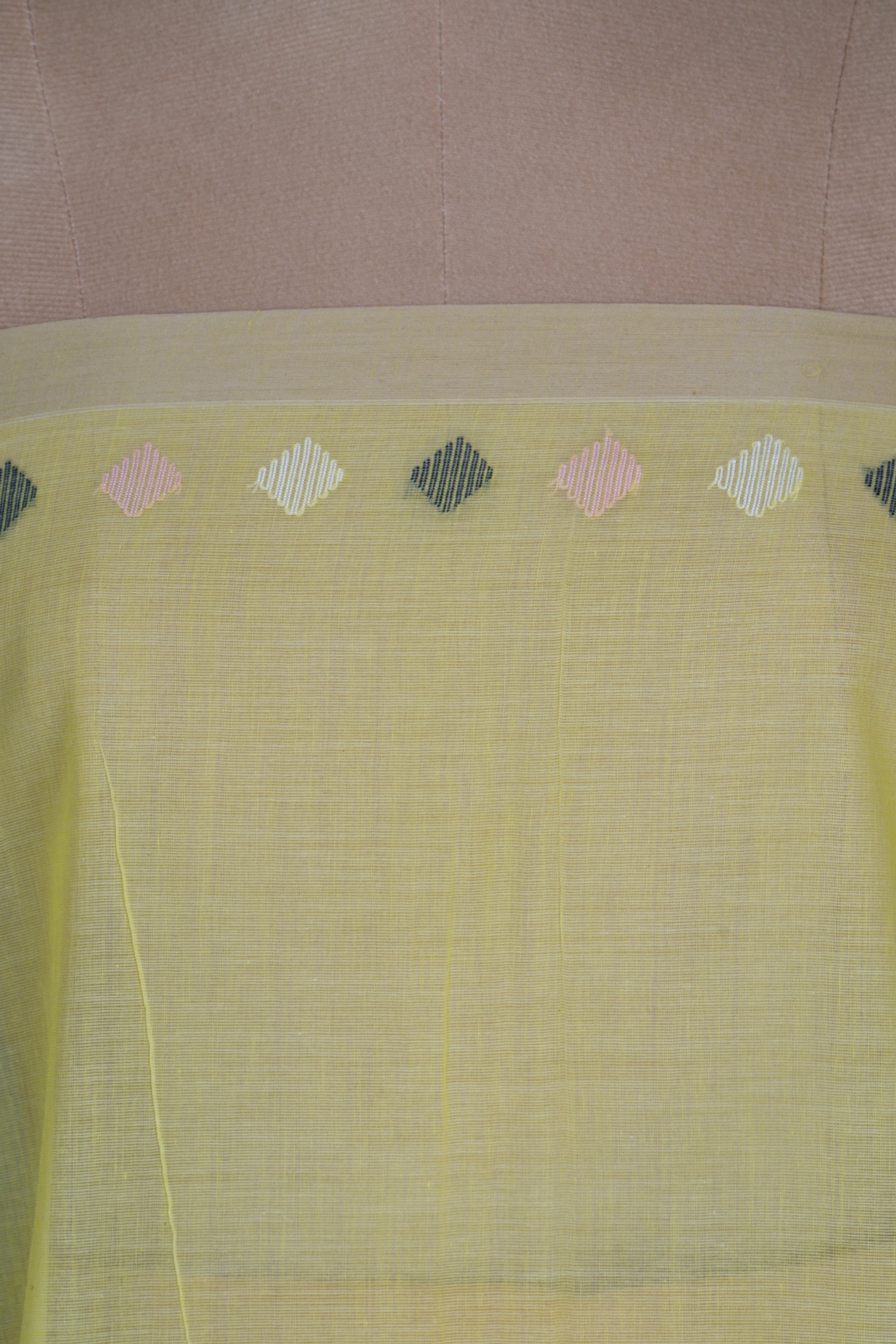 Lime Yellow Bengal Jamdani Cotton Saree