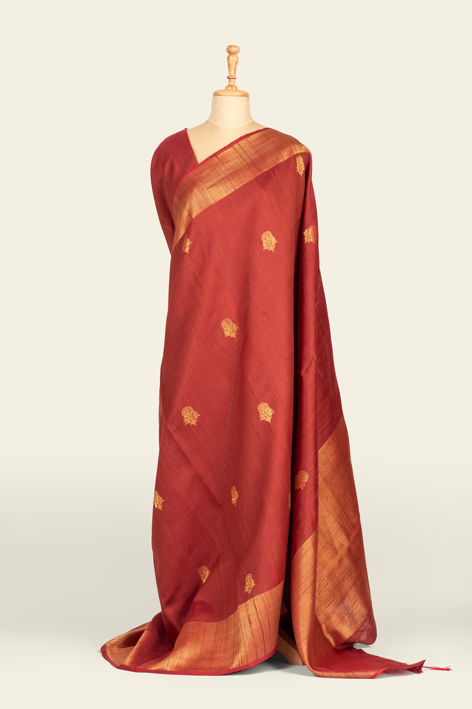 Rust Chhattisgarh Raw Silk saree