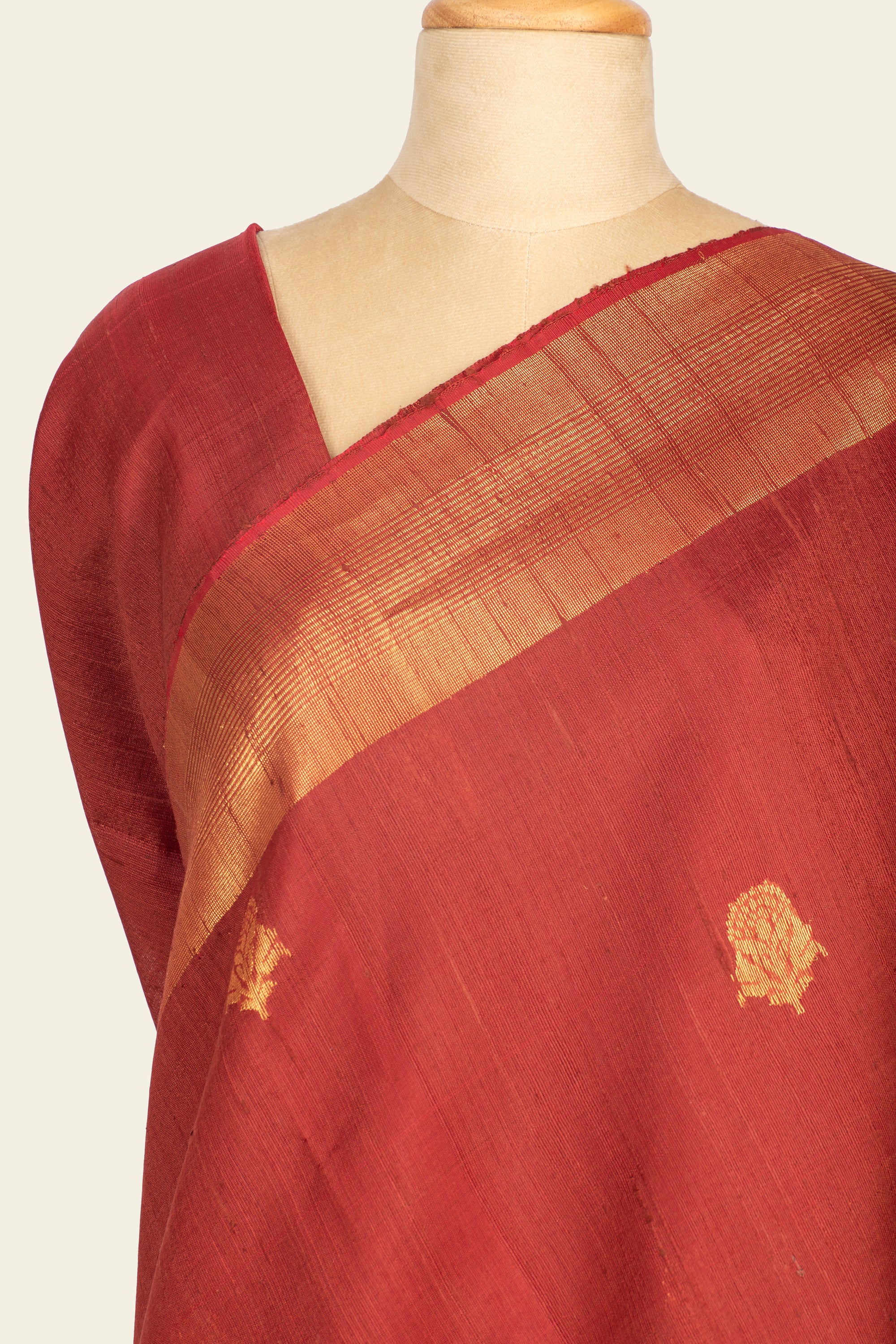 Rust Chhattisgarh Raw Silk saree