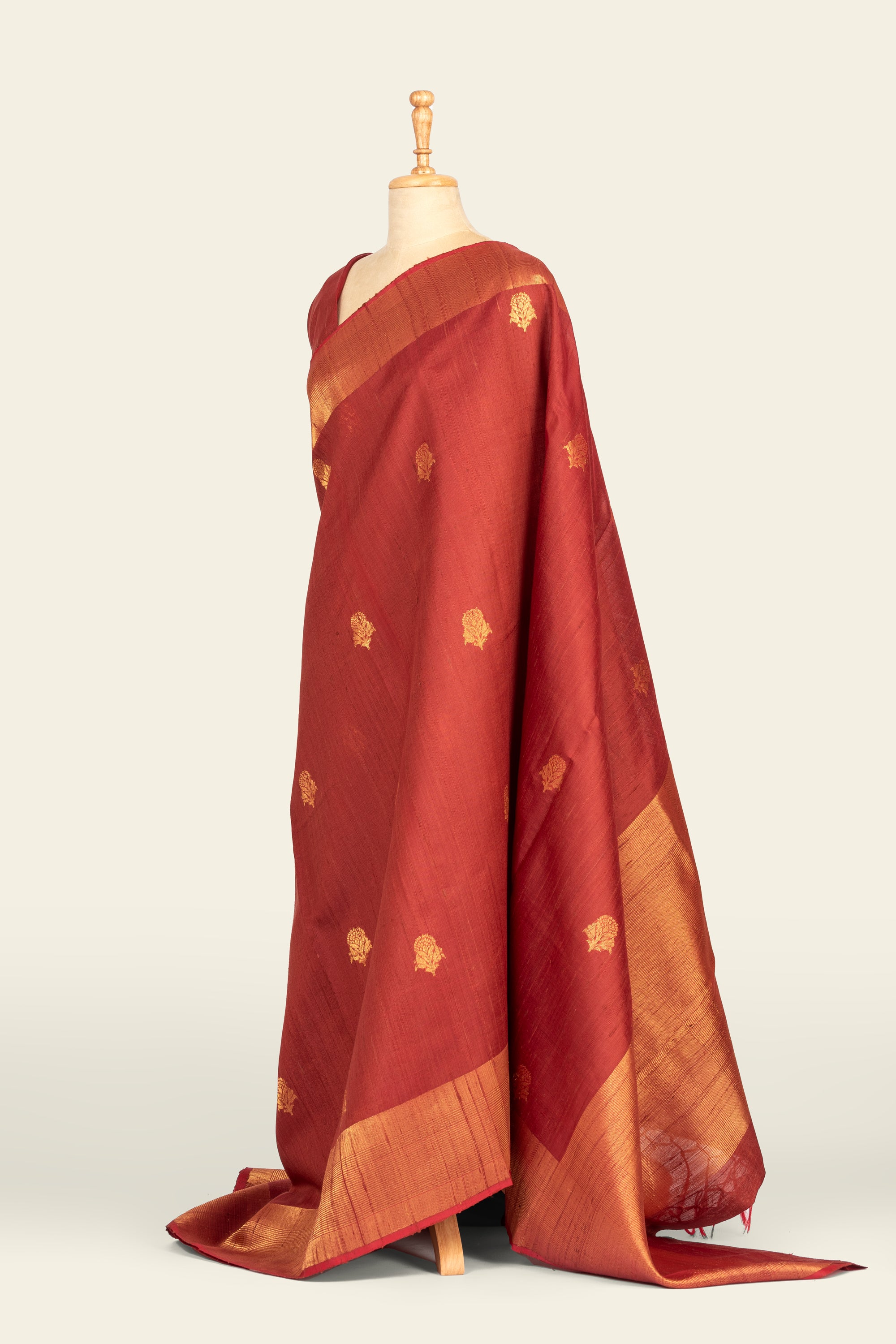 Rust Chhattisgarh Raw Silk saree