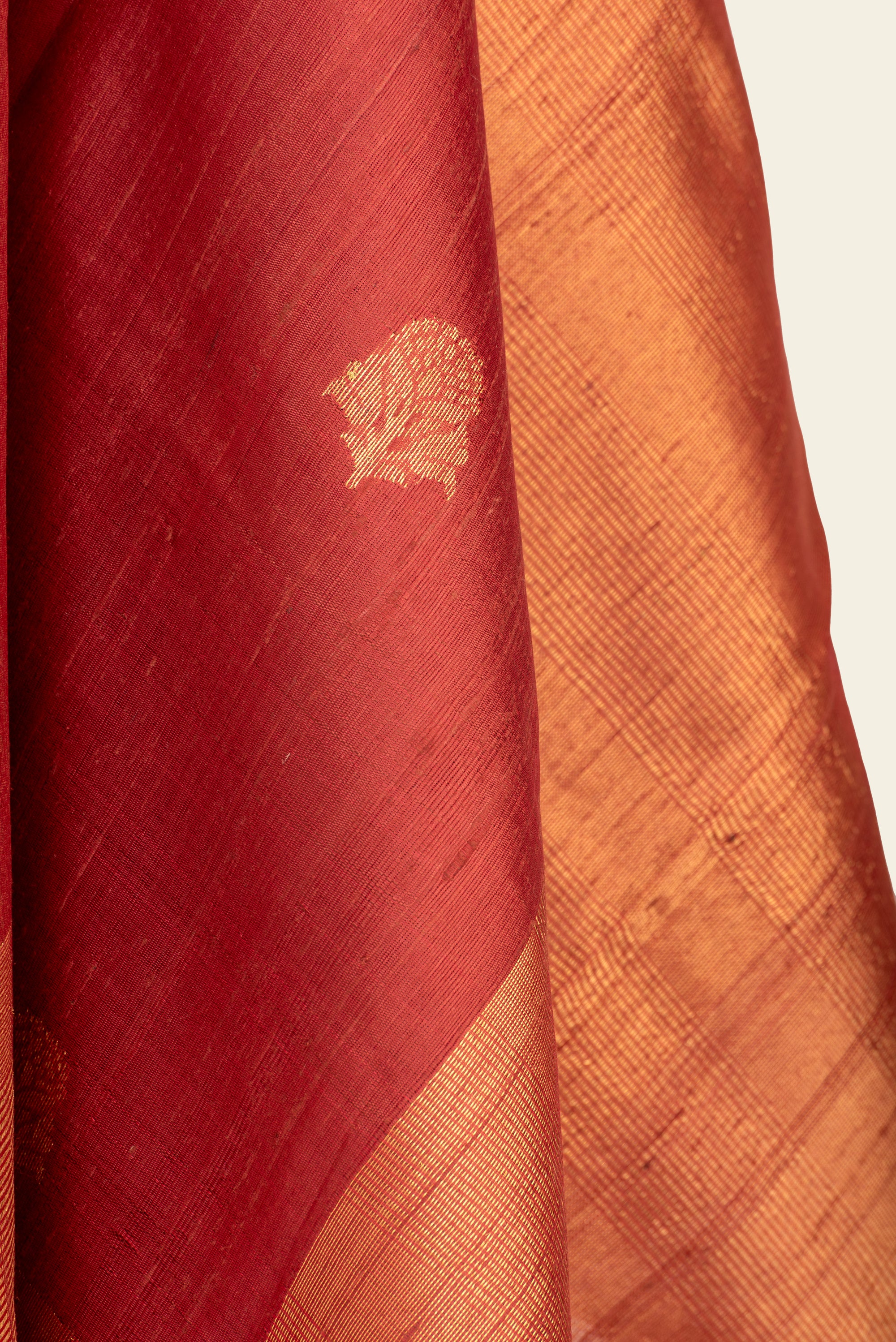Rust Chhattisgarh Raw Silk saree
