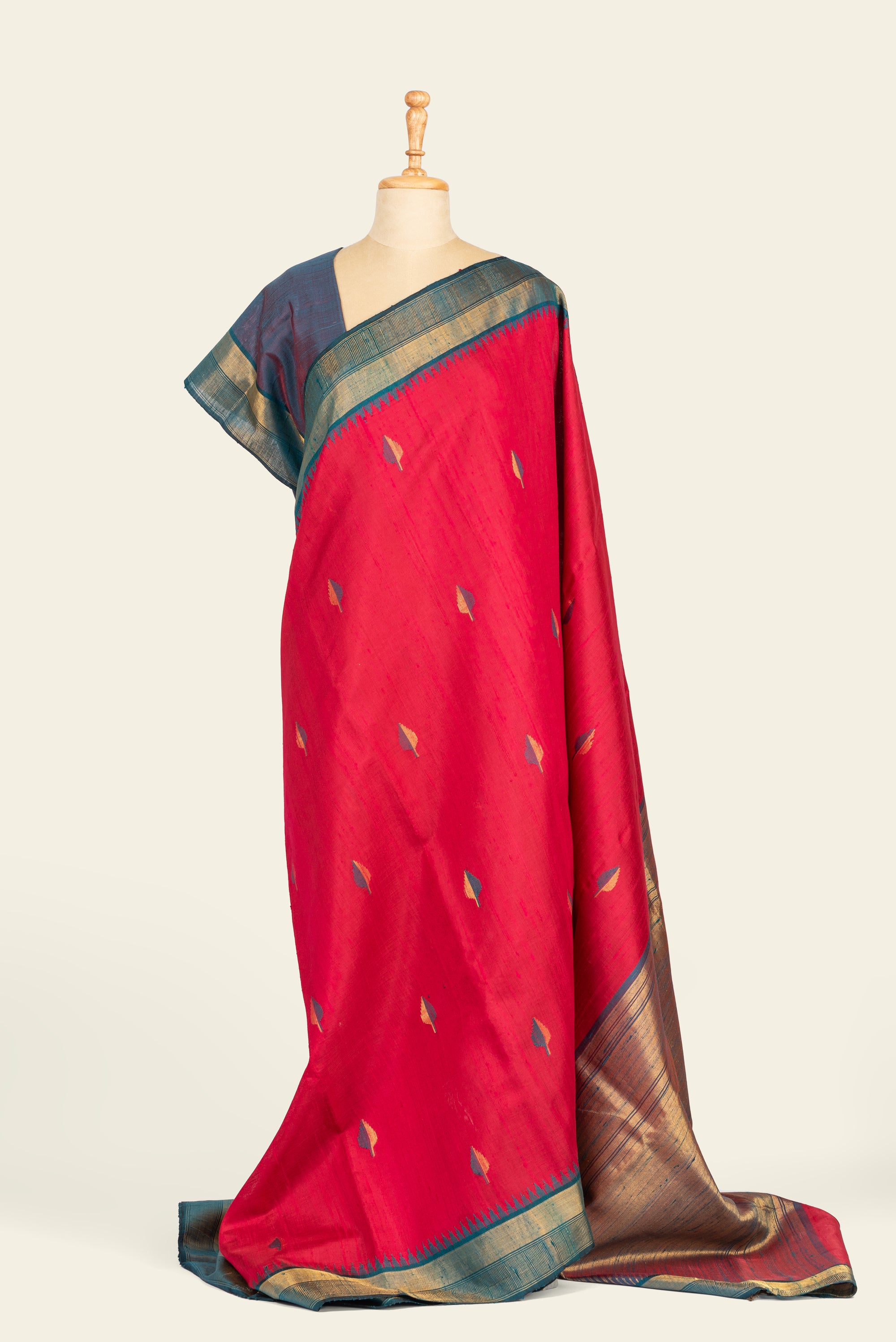Light Red Chhattisgarh Raw Silk saree