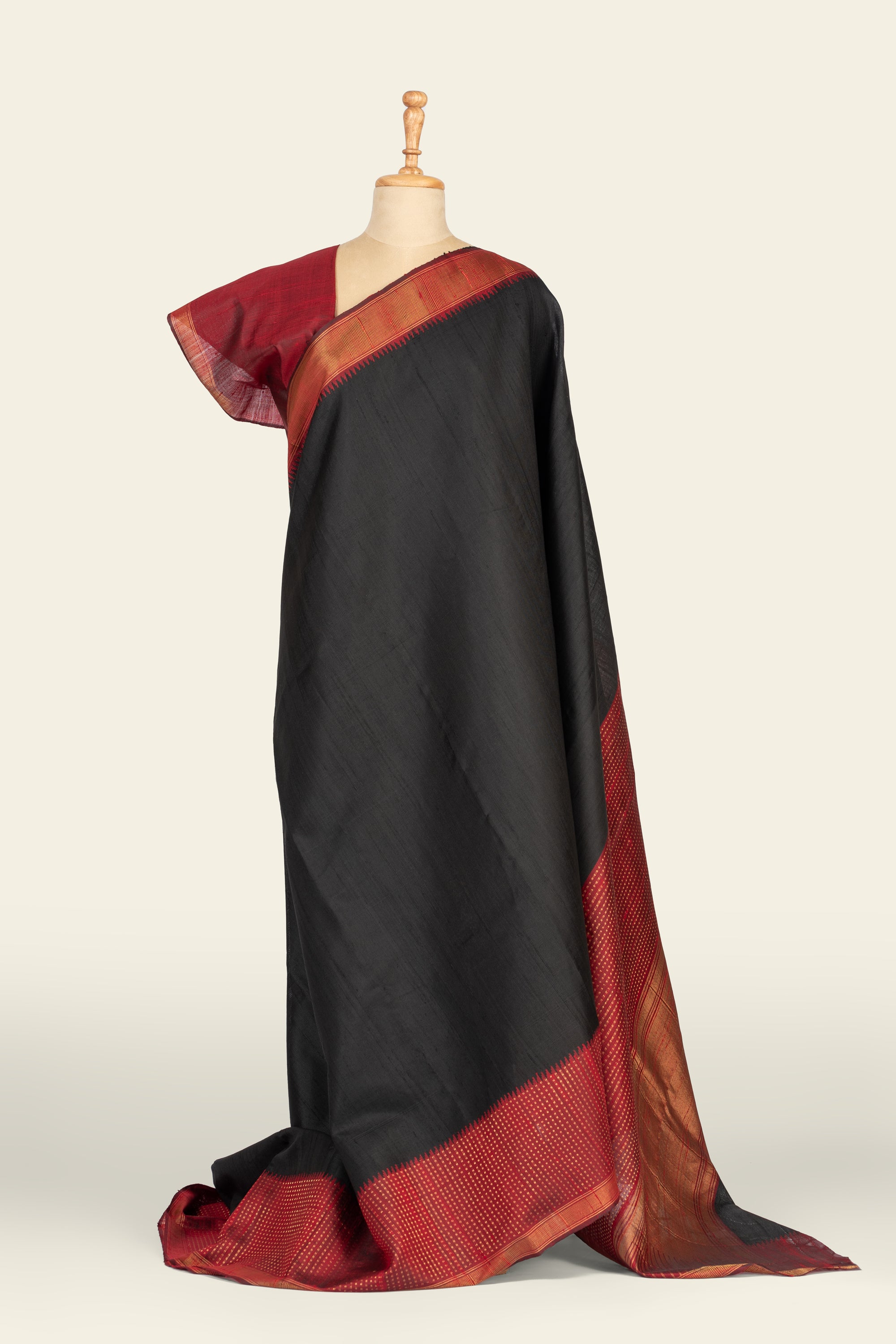 Ink Black Chhattisgarh Raw Silk saree