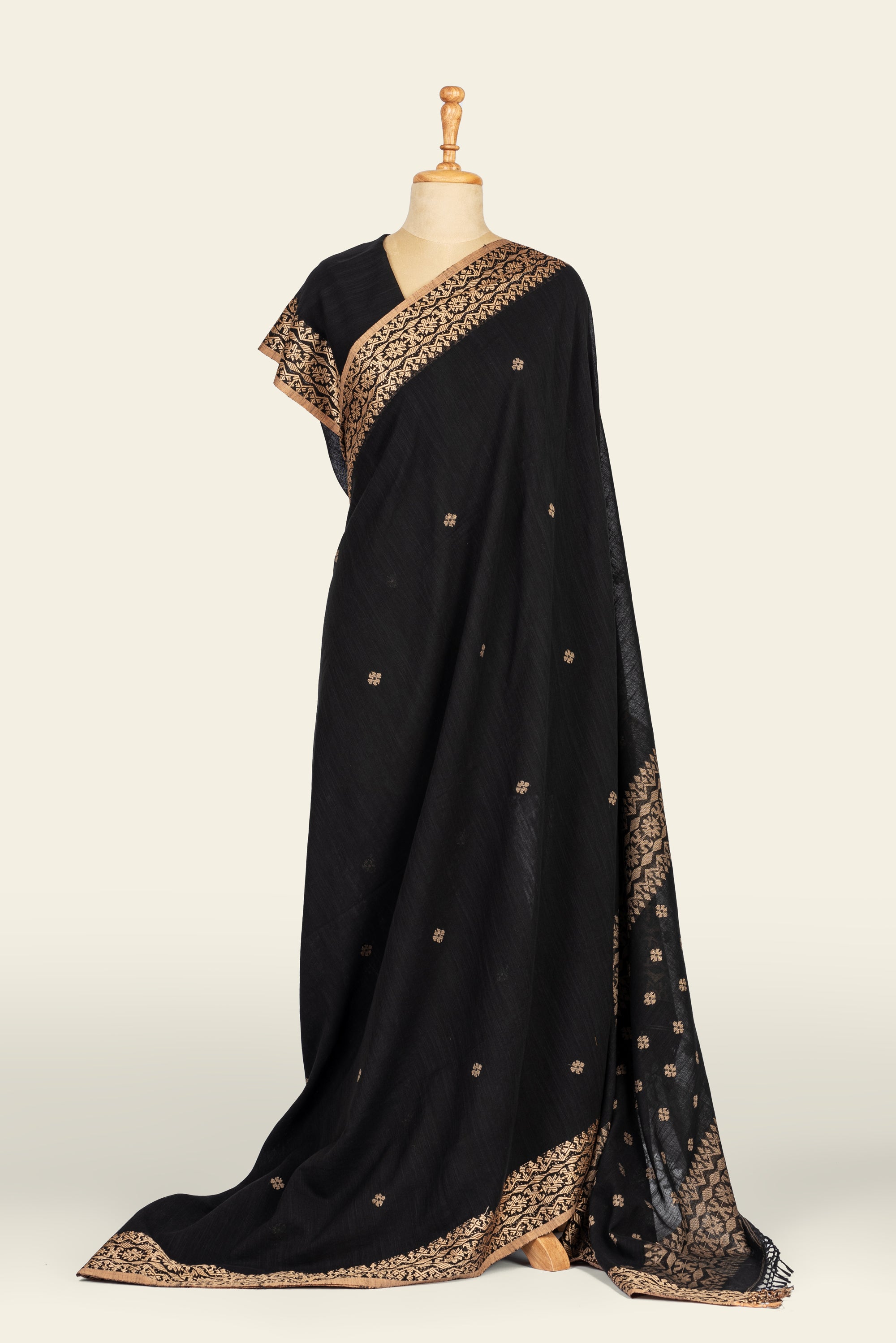 Black Bengal Soft Cotton Saree