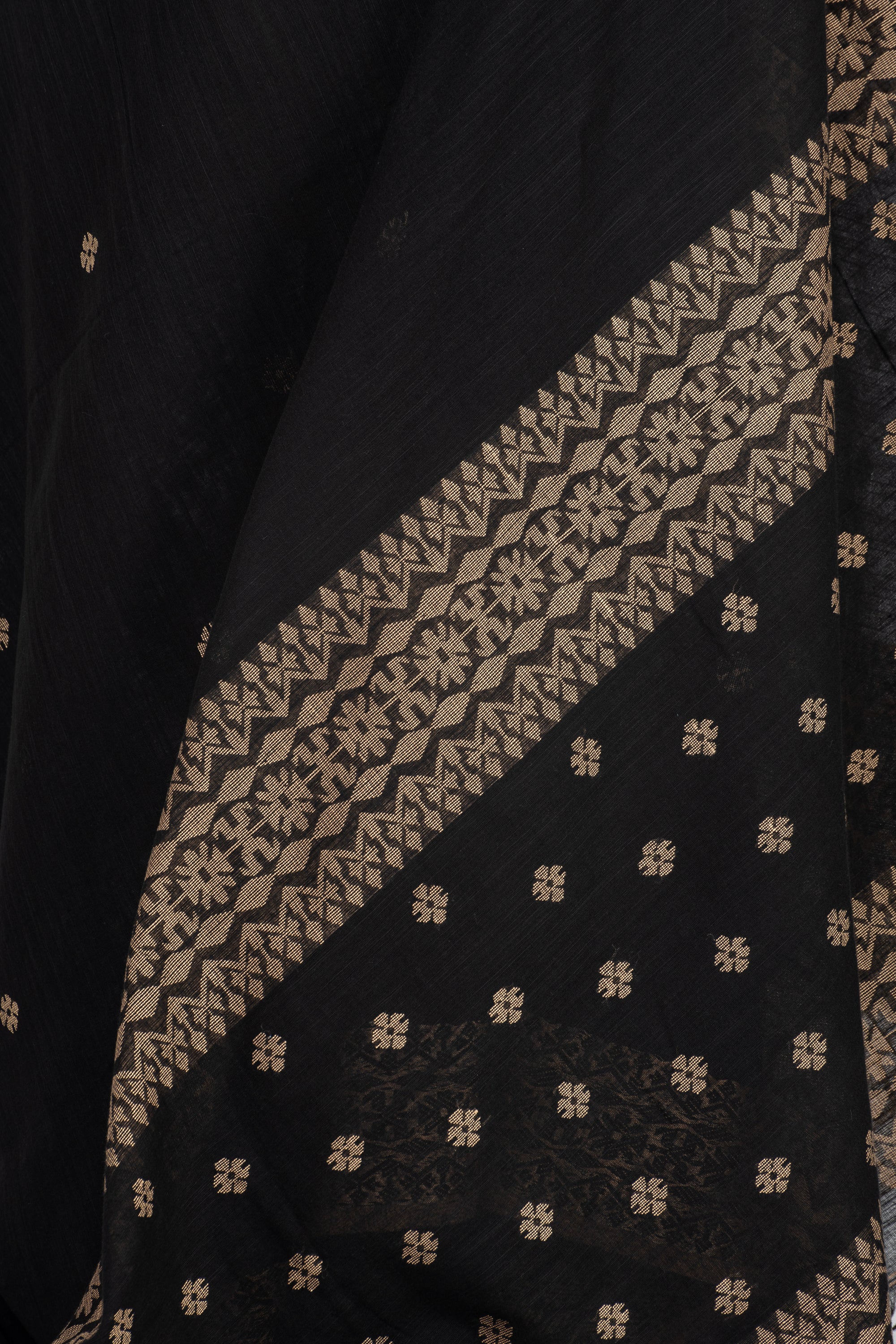 Black Bengal Soft Cotton Saree