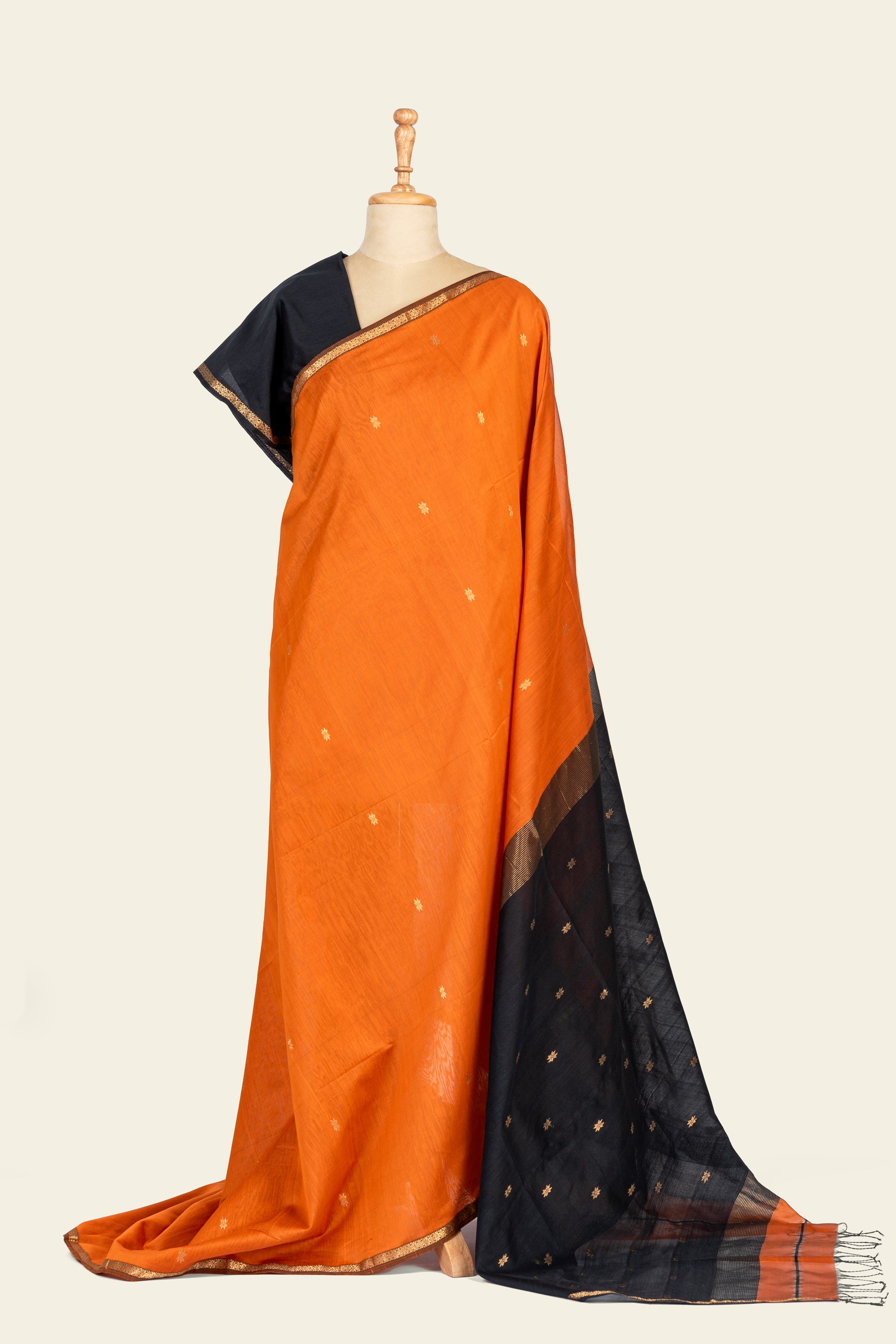 Orange Maheshwari Silk Cotton Saree