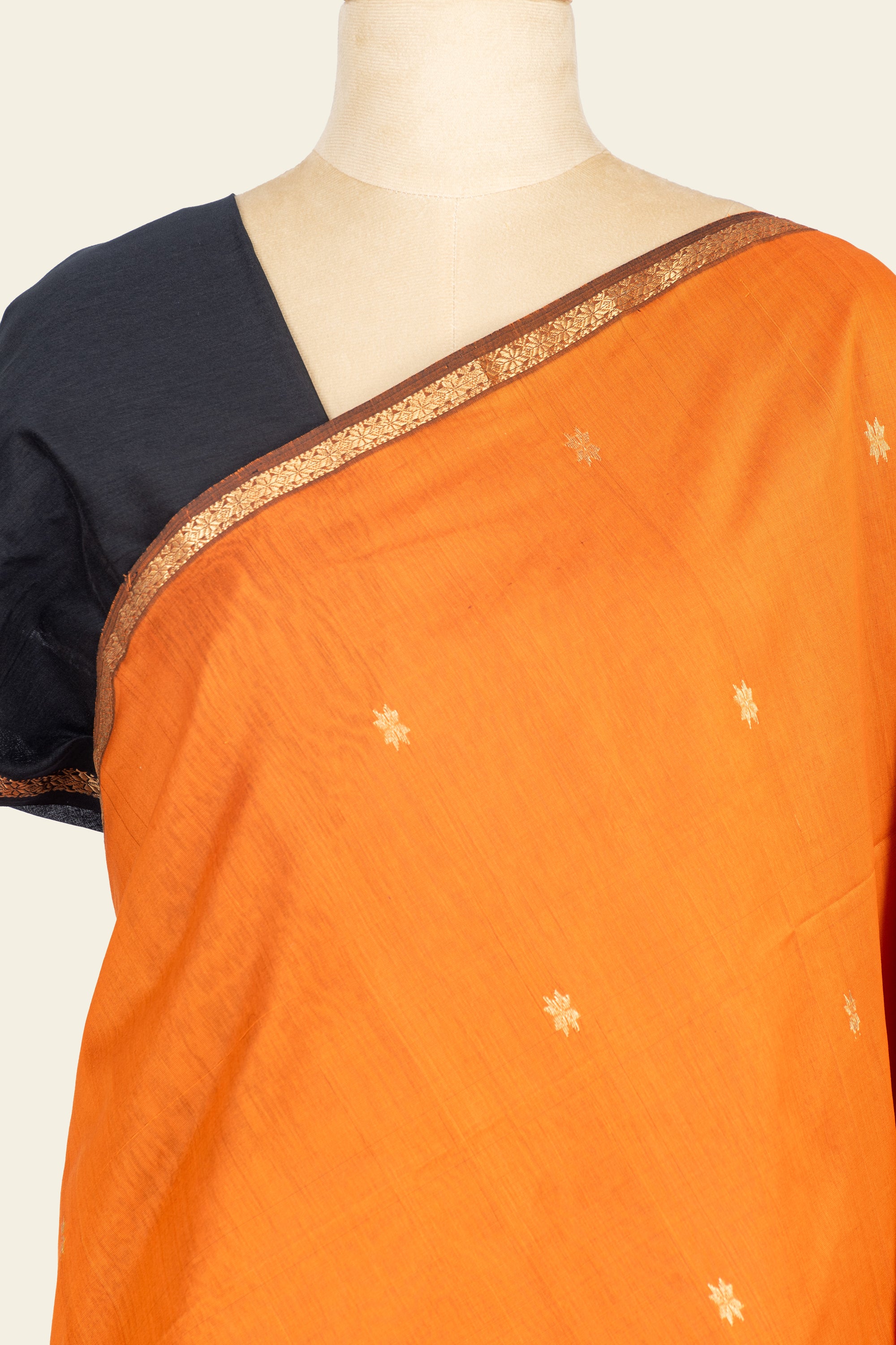 Orange Maheshwari Silk Cotton Saree