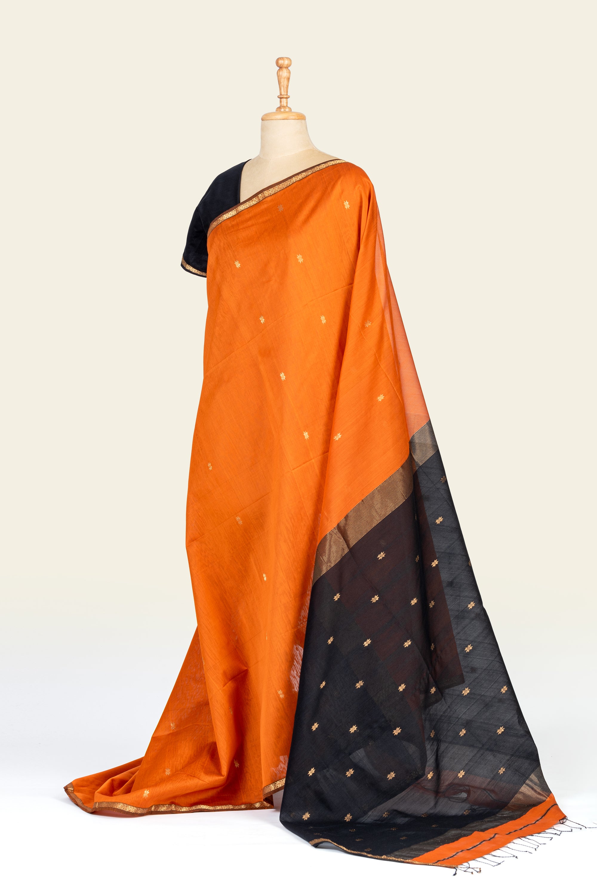Orange Maheshwari Silk Cotton Saree