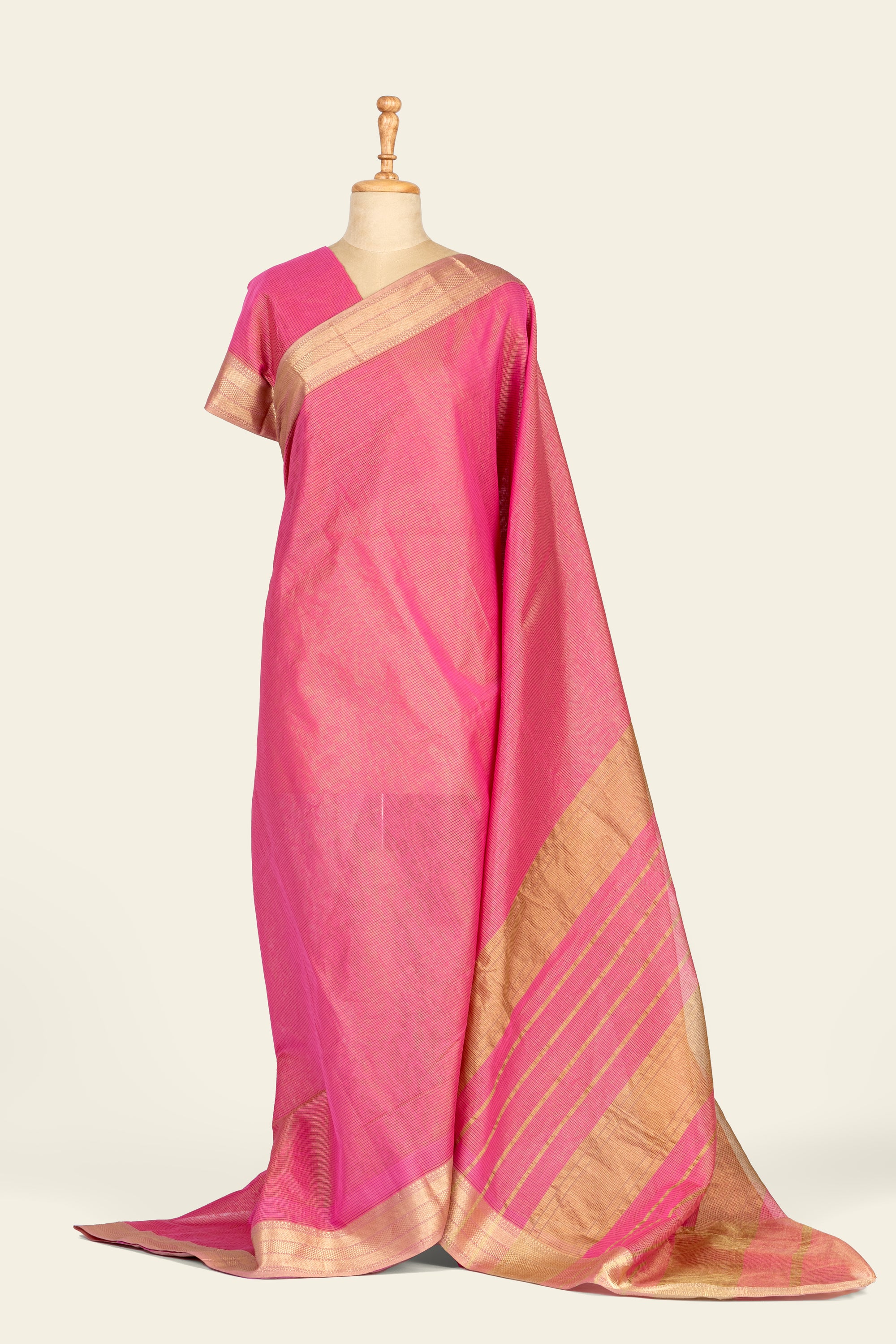 Pink Tissue Maheshwari Silk Cotton Saree