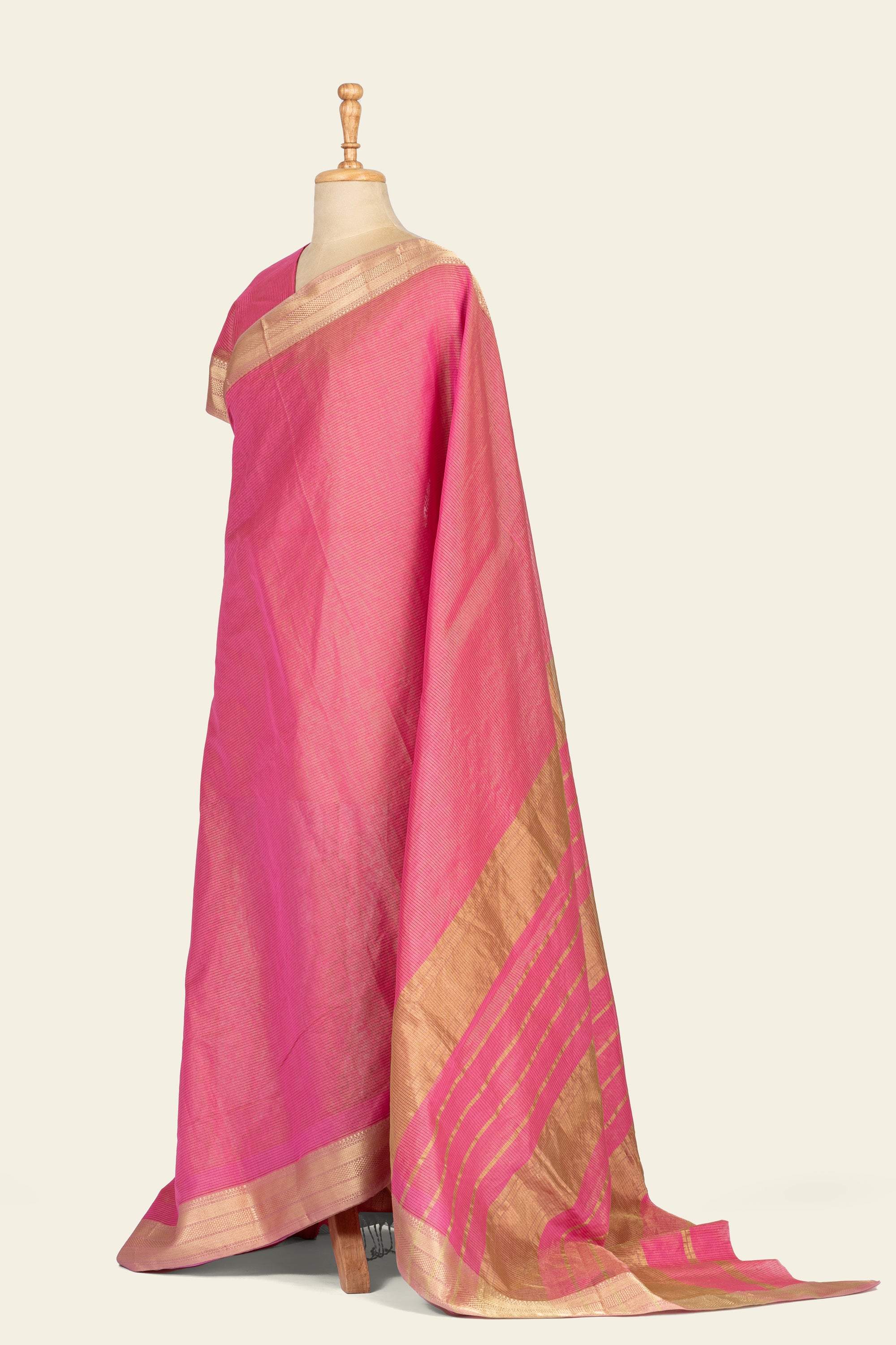 Pink Tissue Maheshwari Silk Cotton Saree