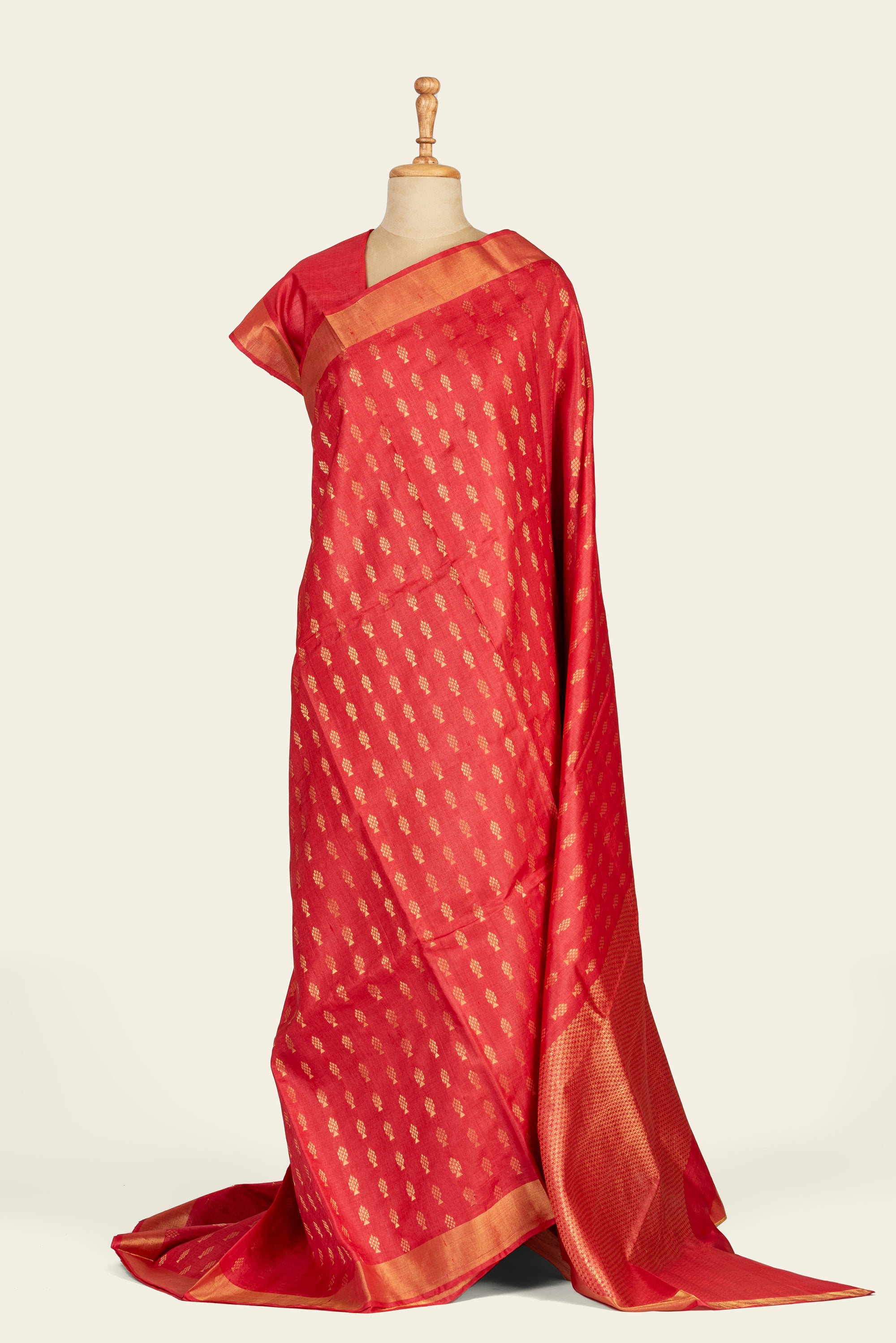 Pinkish Red Chhattisgarh Tussar Saree