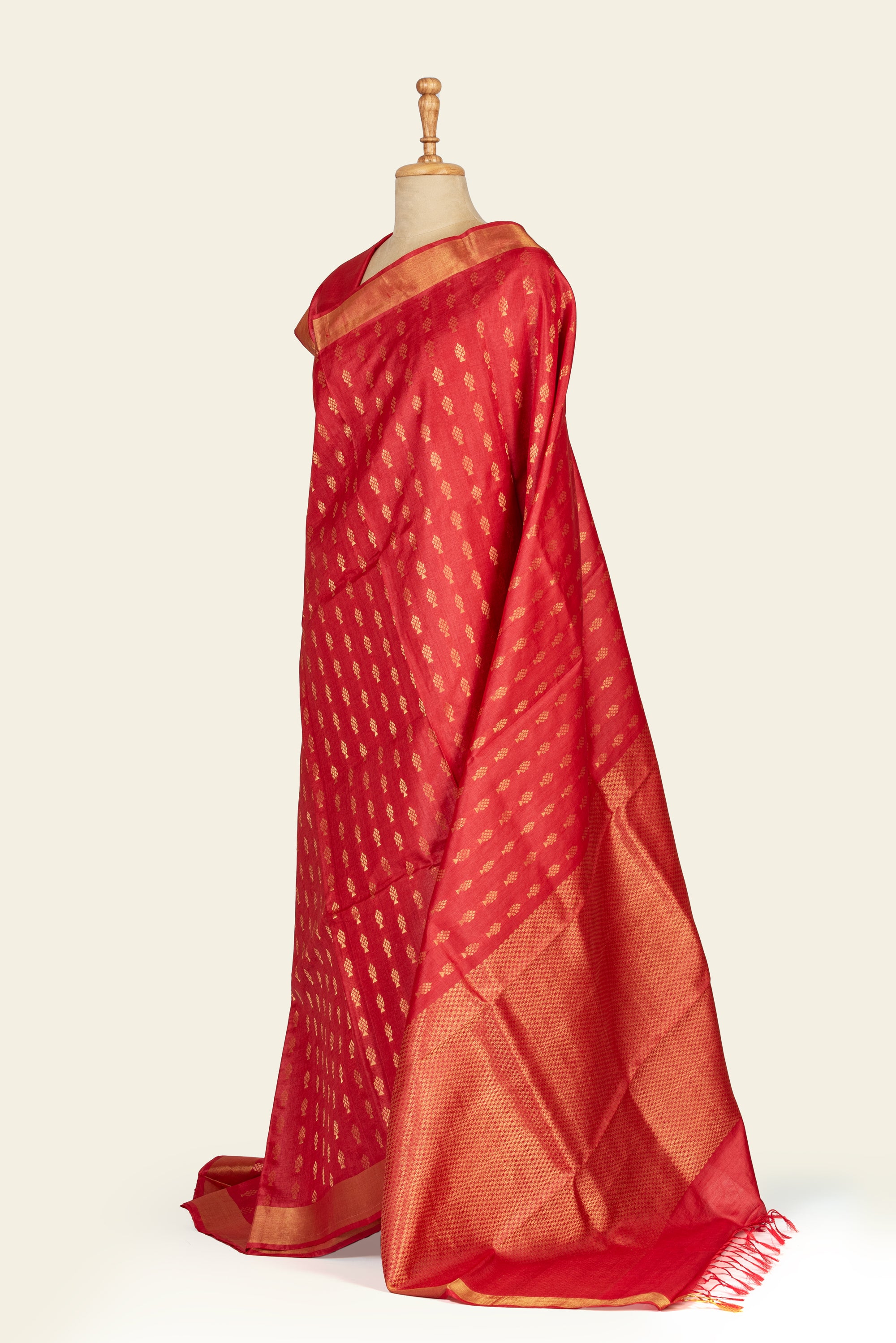 Pinkish Red Chhattisgarh Tussar Saree