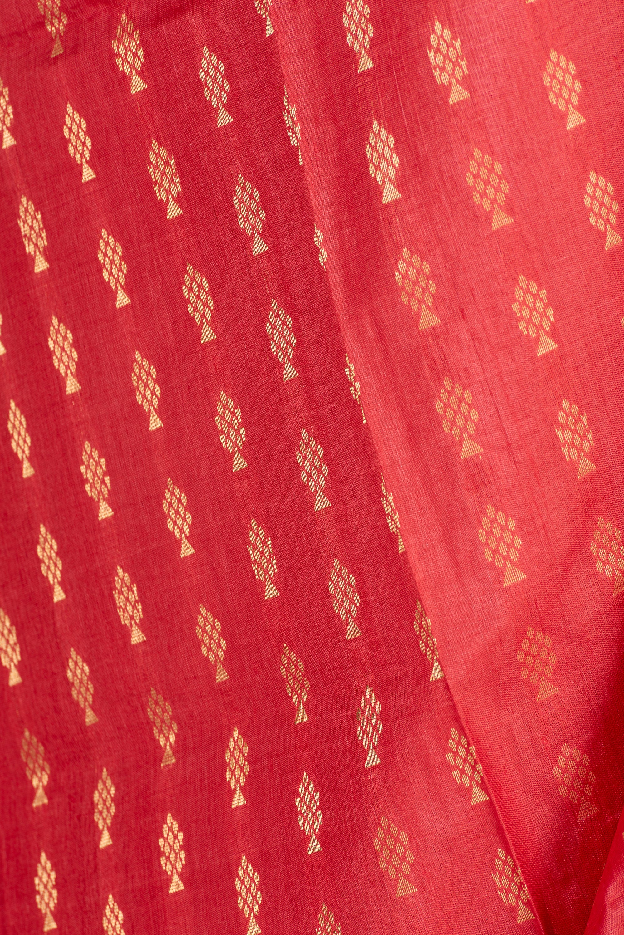 Pinkish Red Chhattisgarh Tussar Saree
