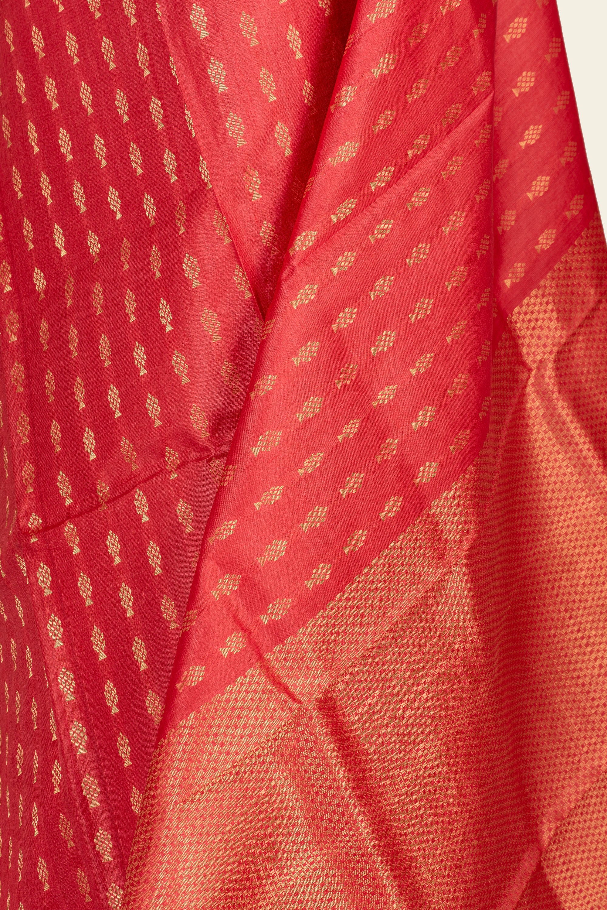 Pinkish Red Chhattisgarh Tussar Saree
