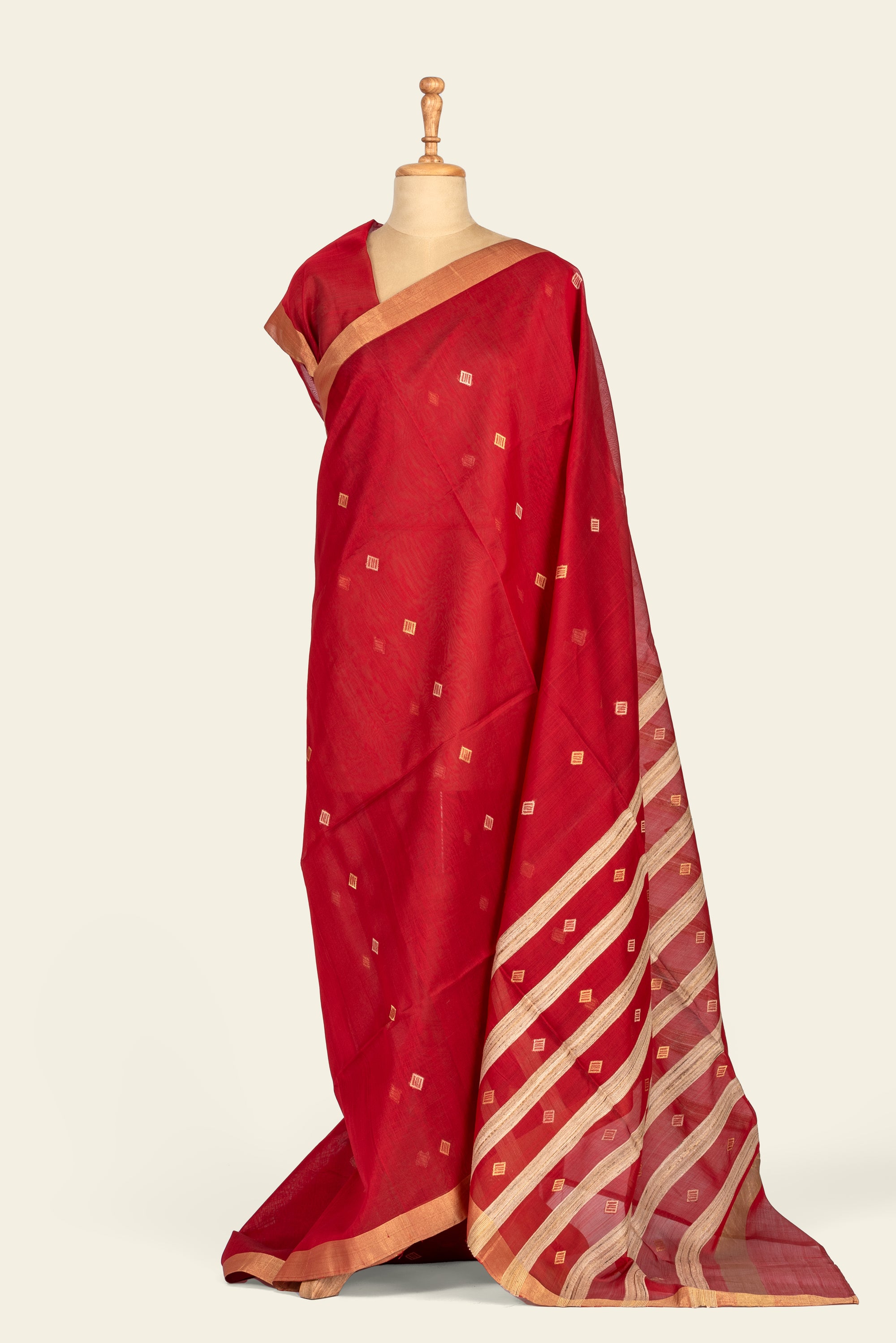 Red Chanderi Silk Cotton Saree