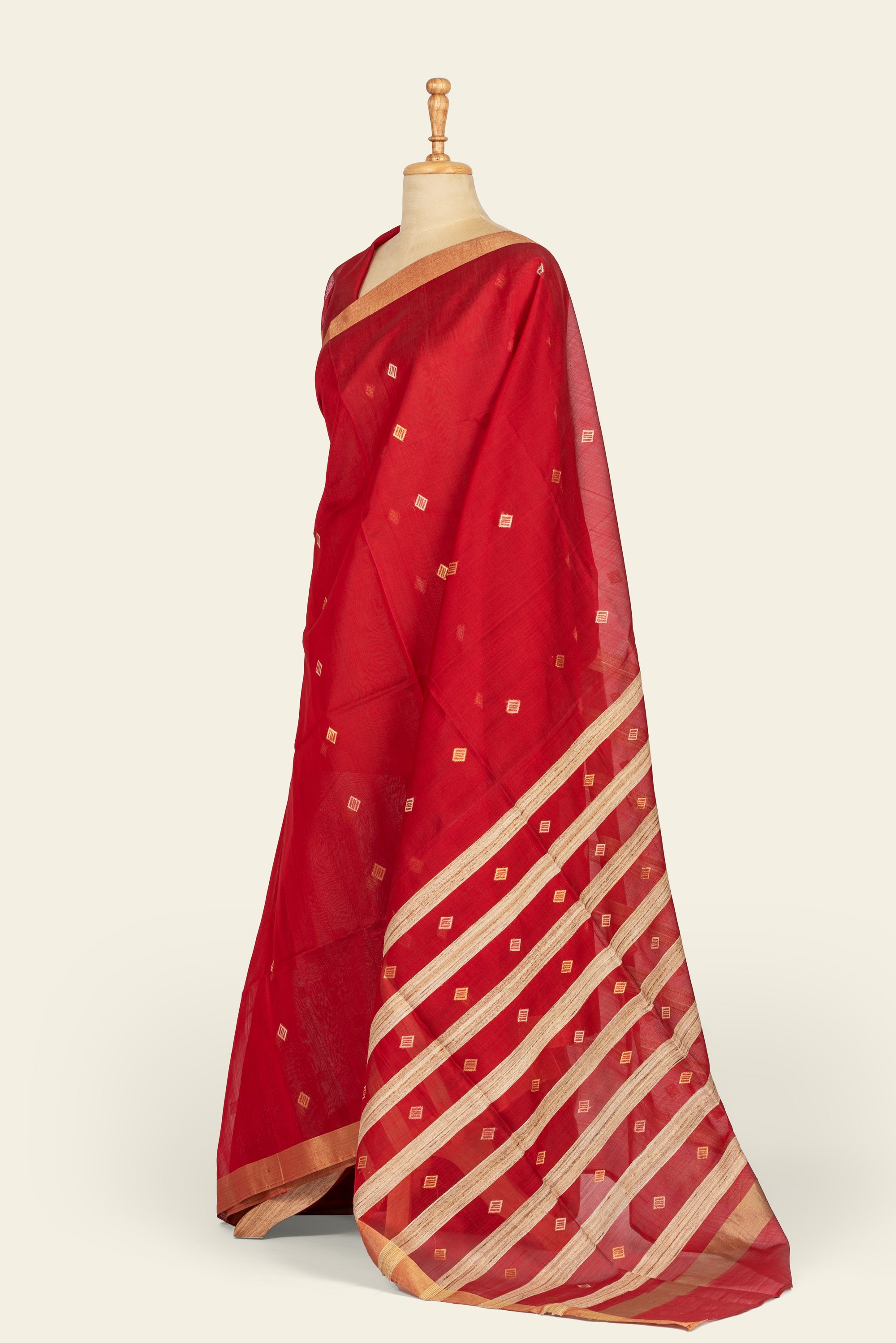 Red Chanderi Silk Cotton Saree