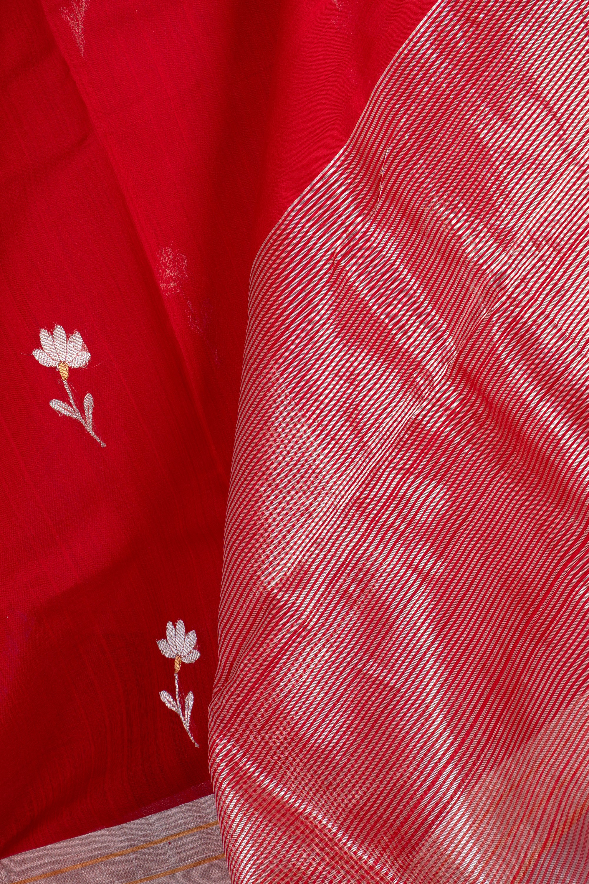 Scarlet Red Chanderi Silk Cotton Saree