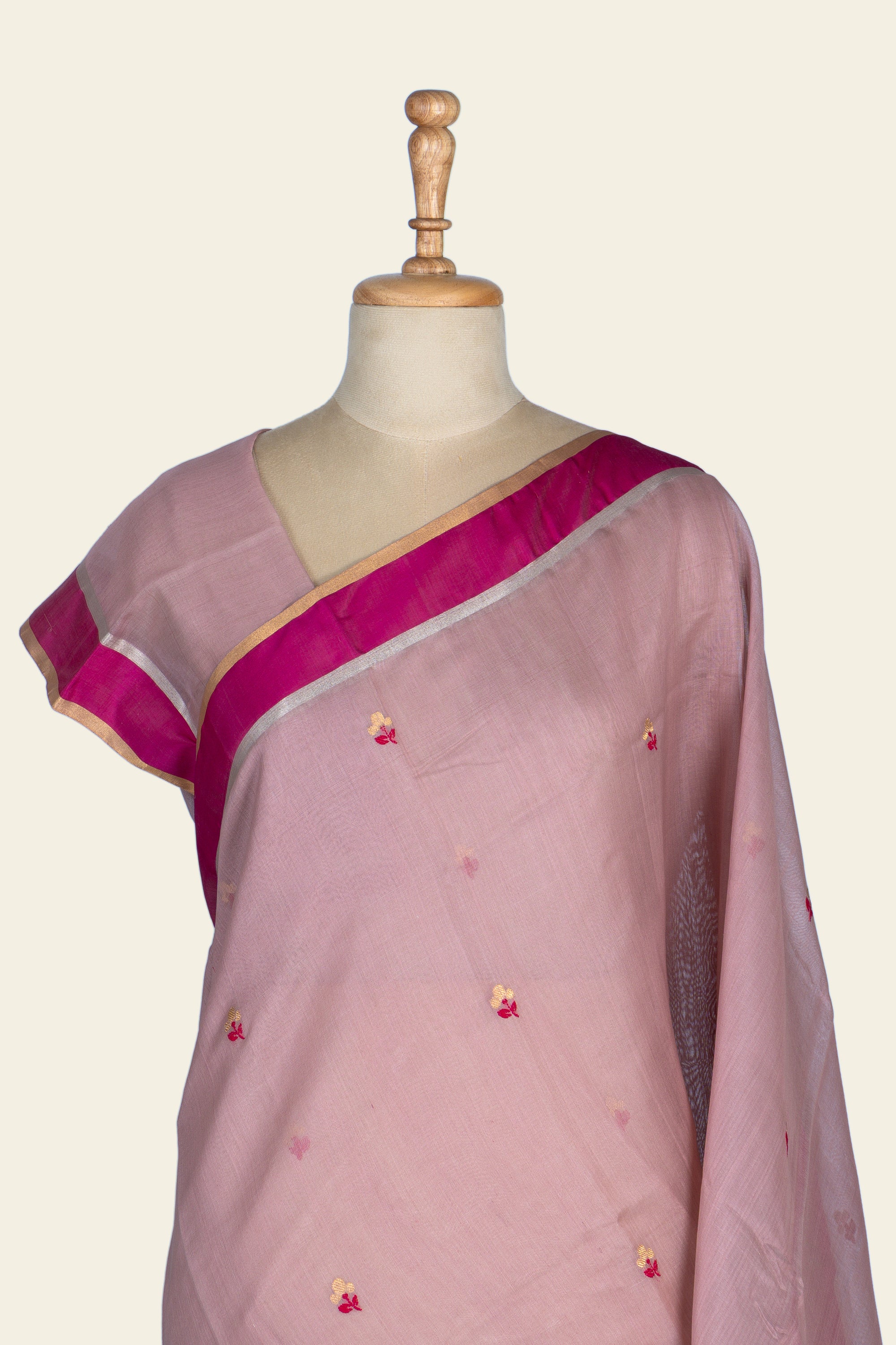 Dusty Mauve Chanderi Silk Cotton Saree