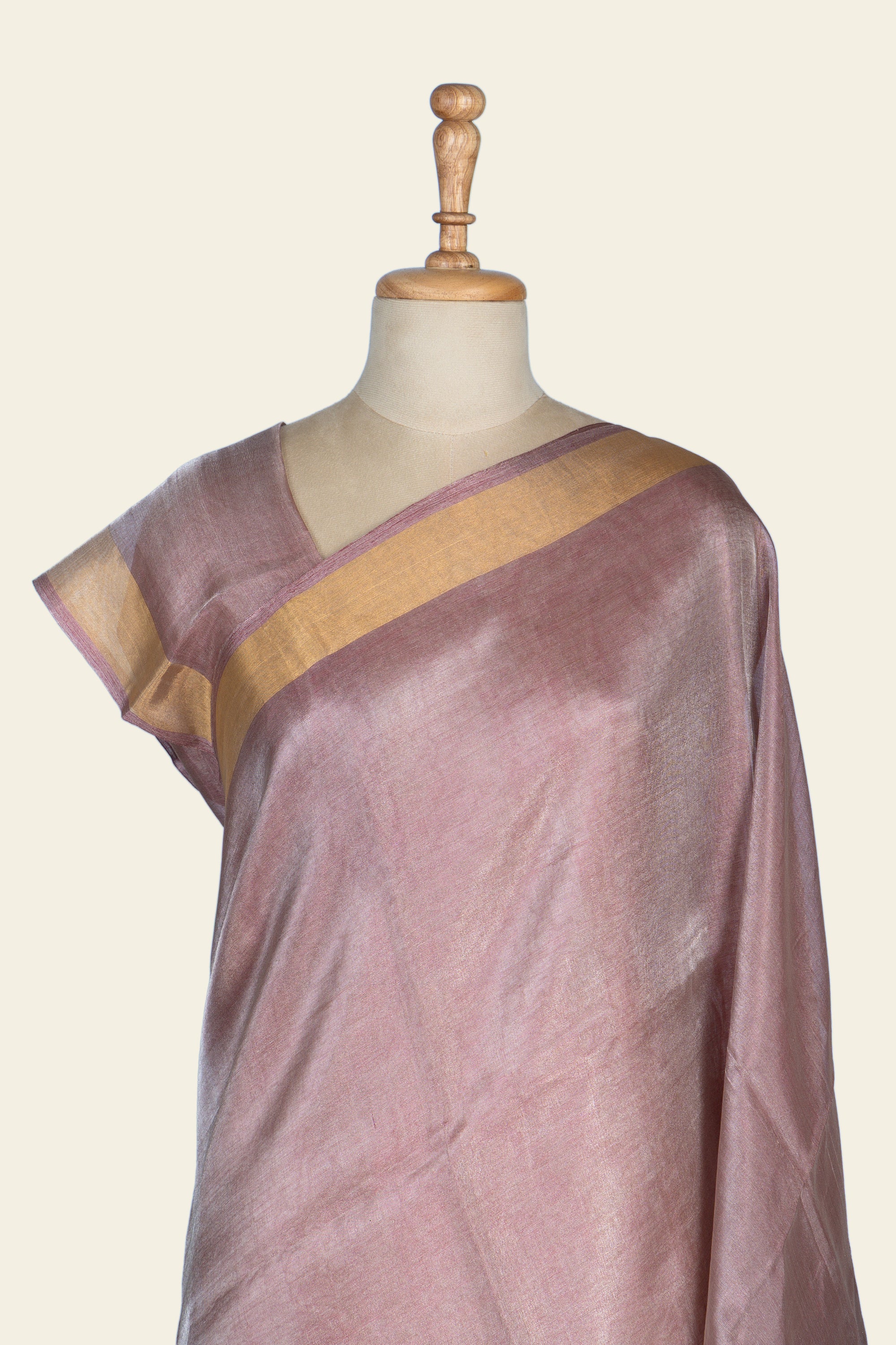 Shimmer Misty Pink Chhattisgarh Tussar Tissue Silk Saree
