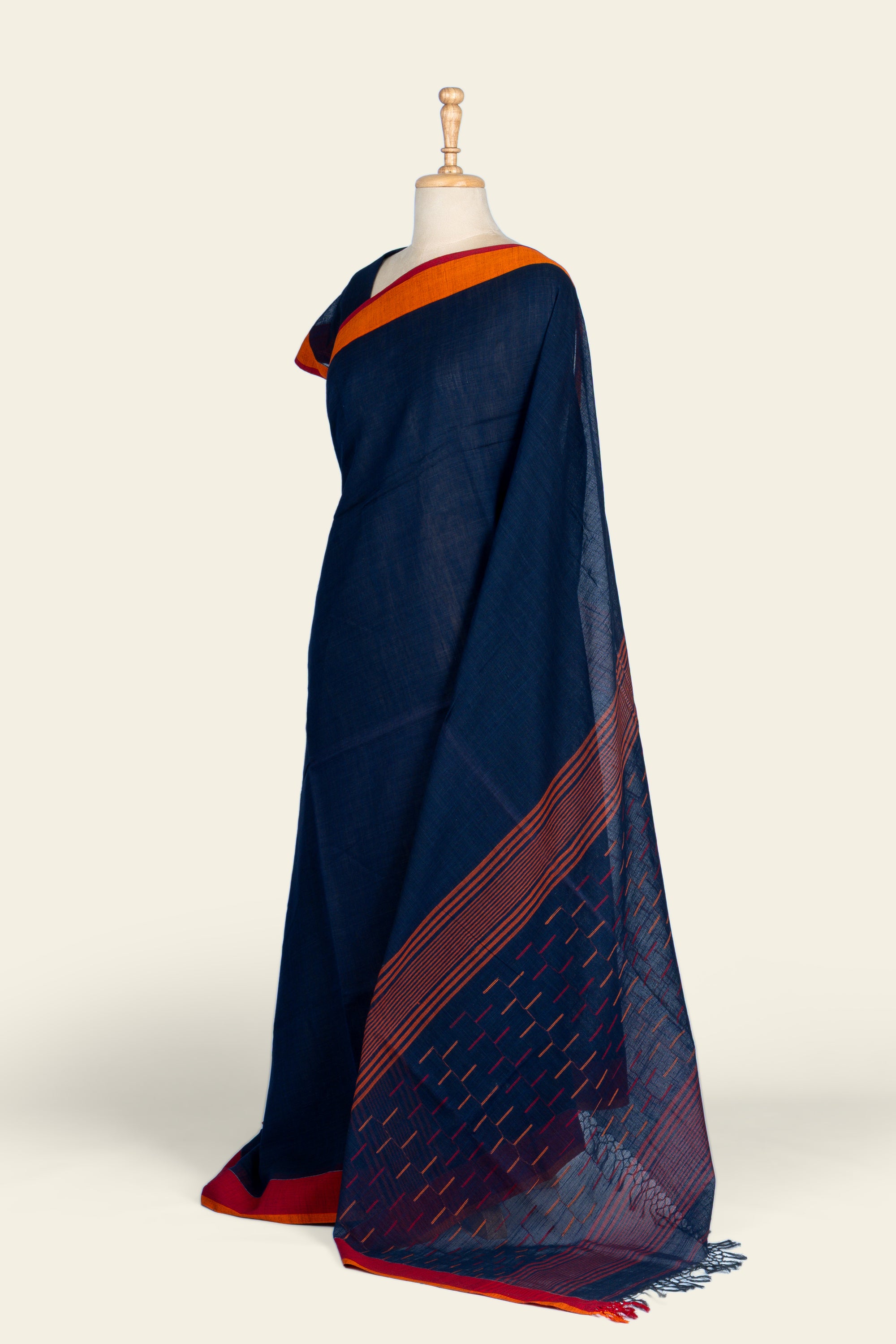 Blue Ganga Jamuna Border Bengal Cotton Saree