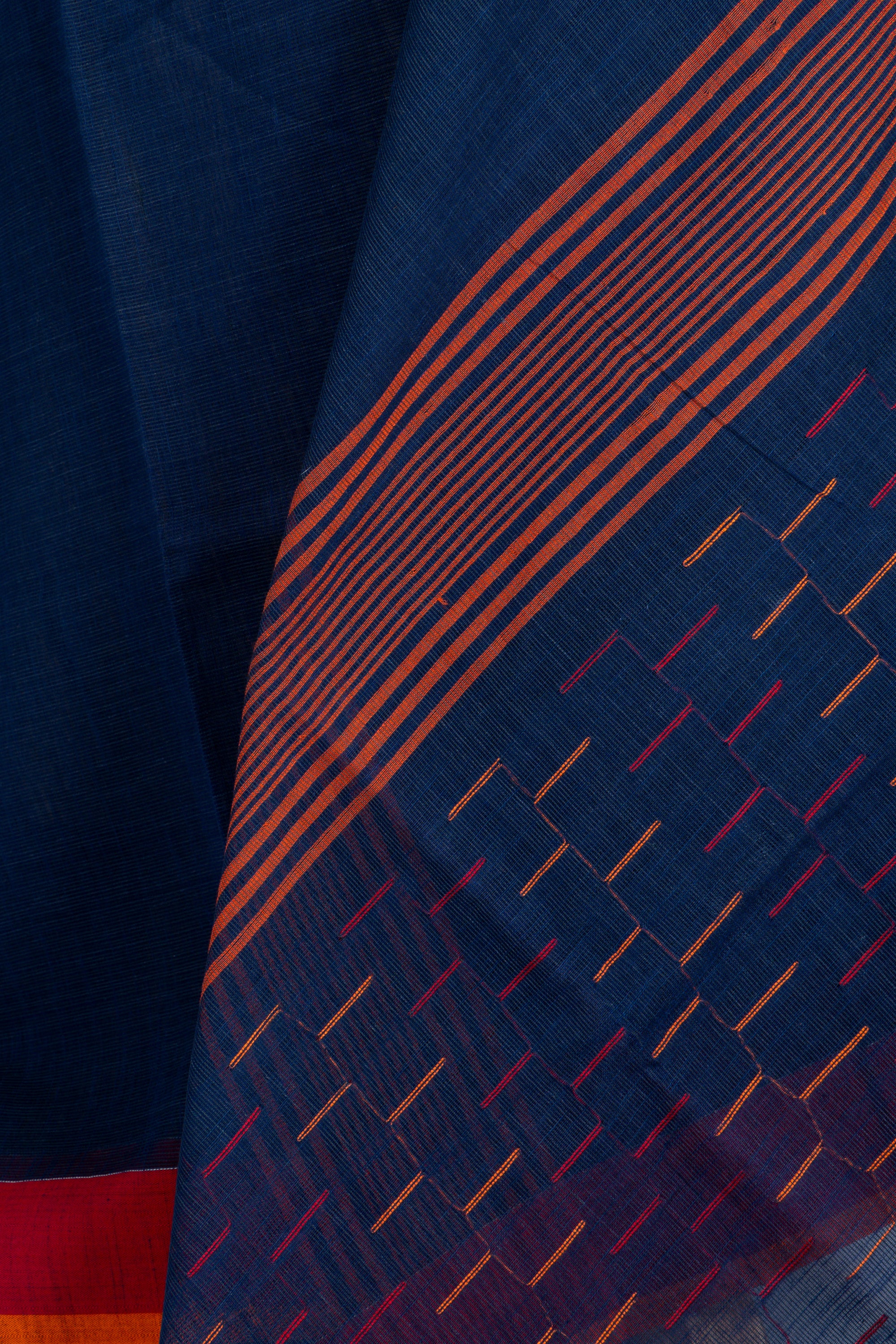 Blue Ganga Jamuna Border Bengal Cotton Saree