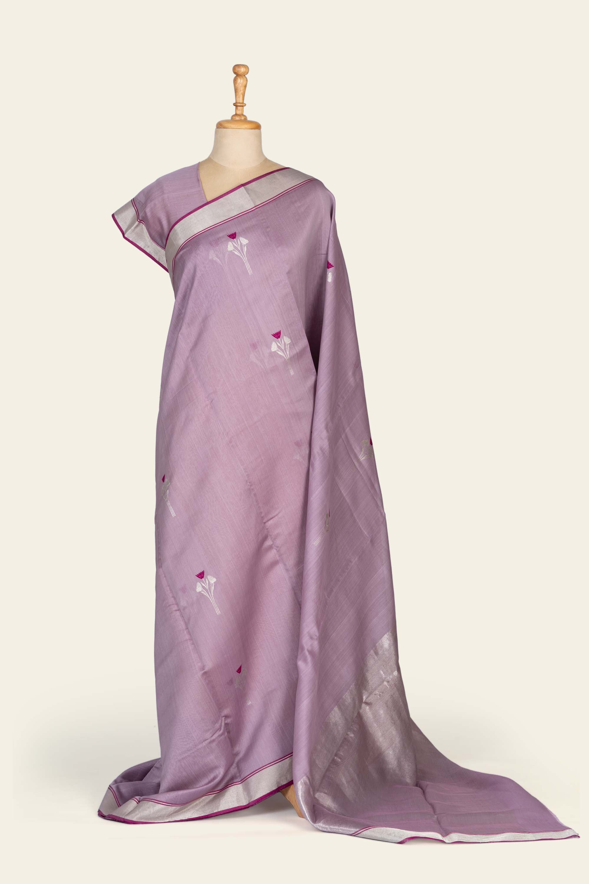 Soft Lavendar Chanderi Silk Cotton Saree