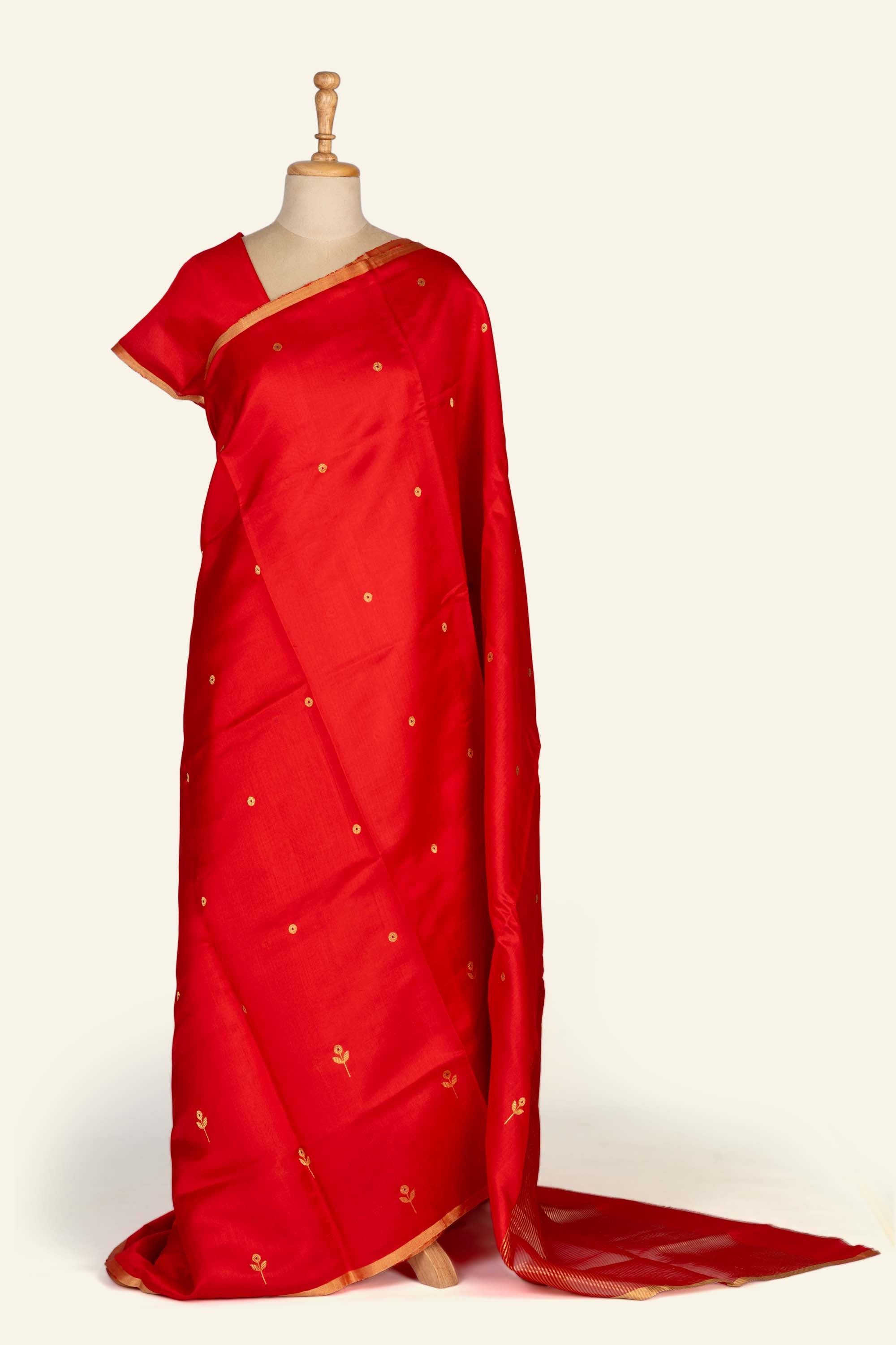 Red Chanderi Silk Saree
