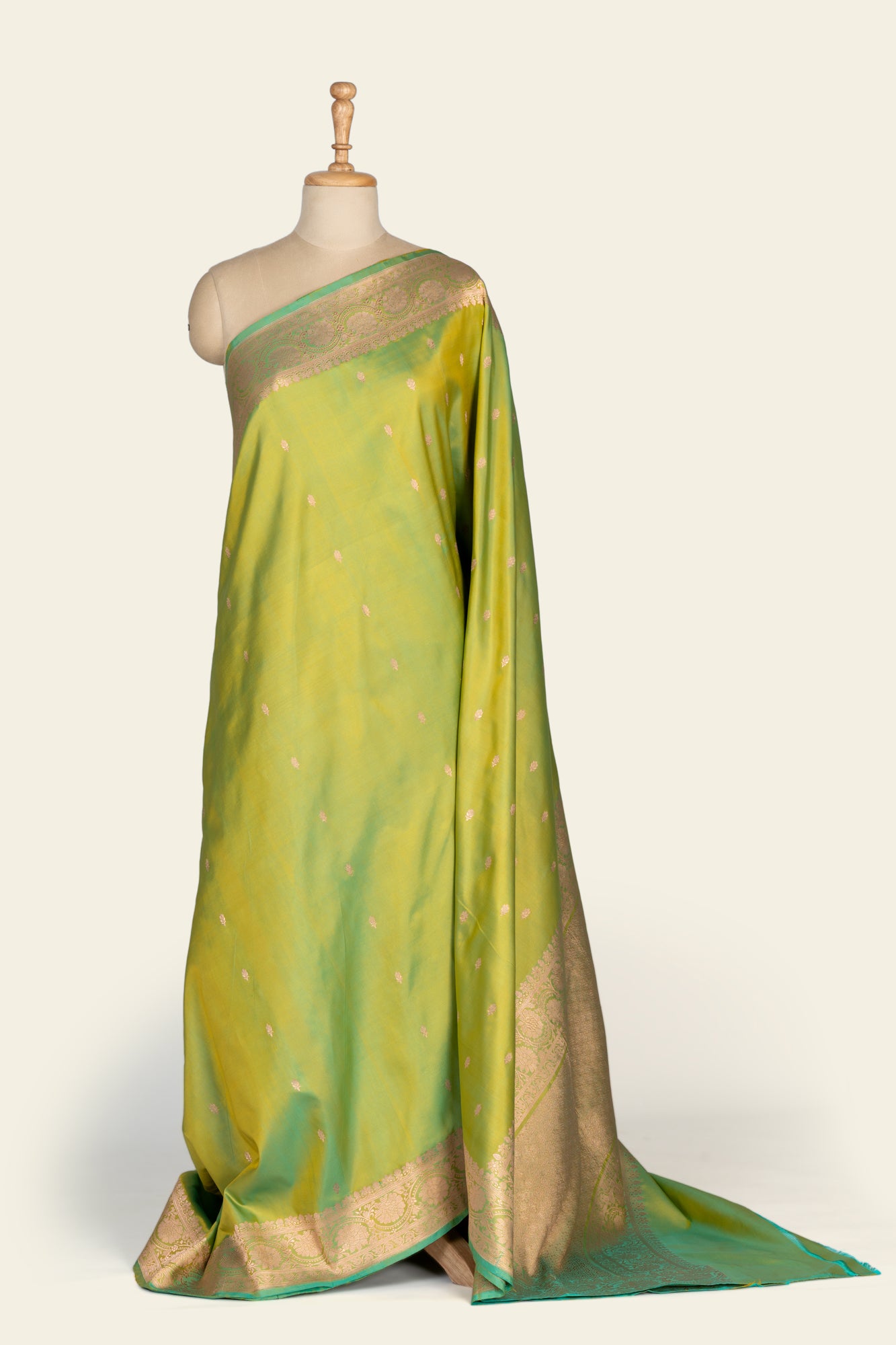 Lime Green Kadhua Benarasi silk saree