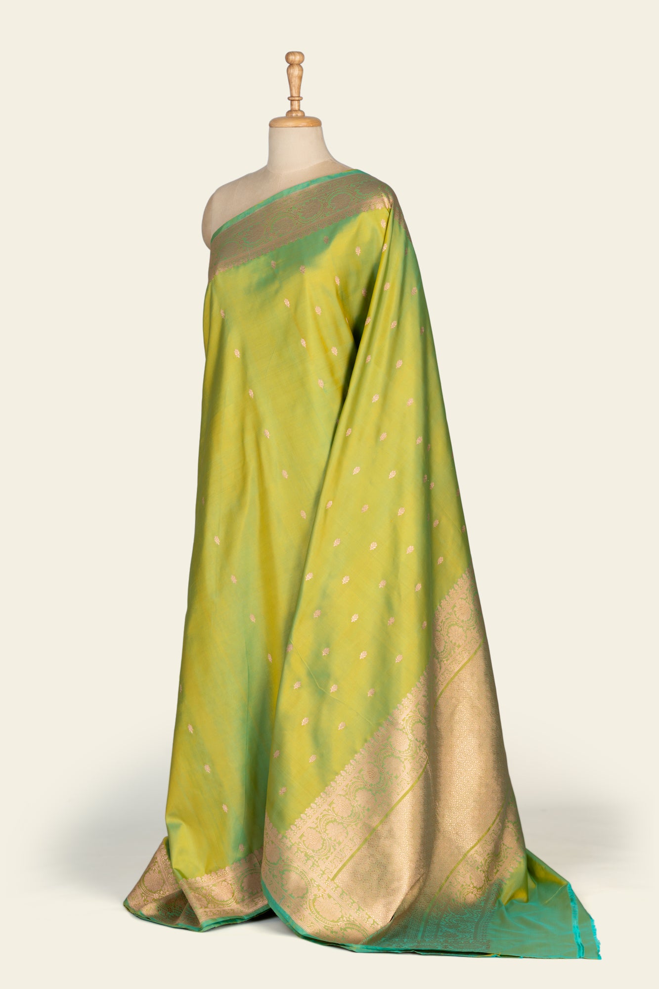 Lime Green Kadhua Benarasi silk saree