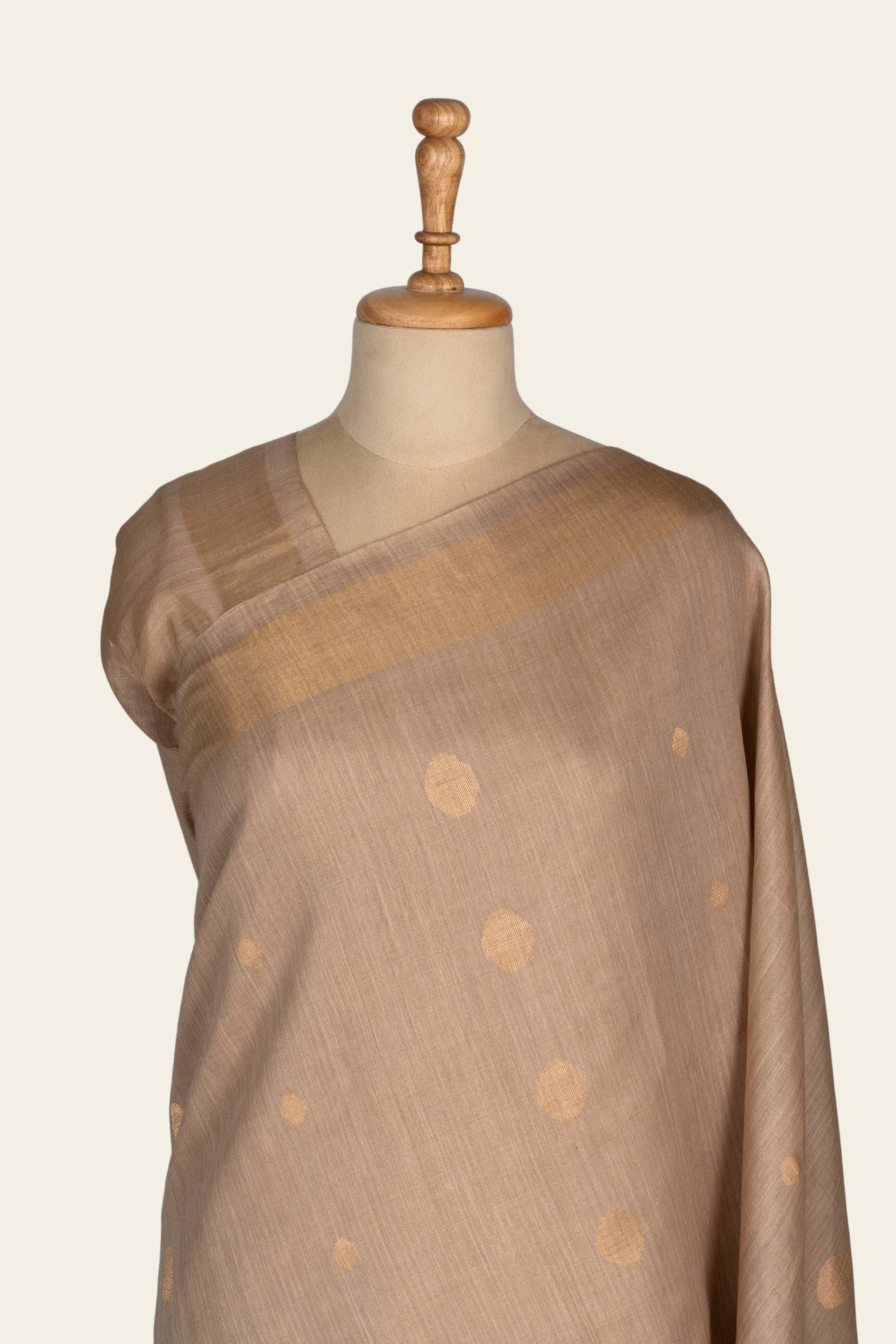 Beige Chhattisgarh Handspun Pure Tussar Silk Saree