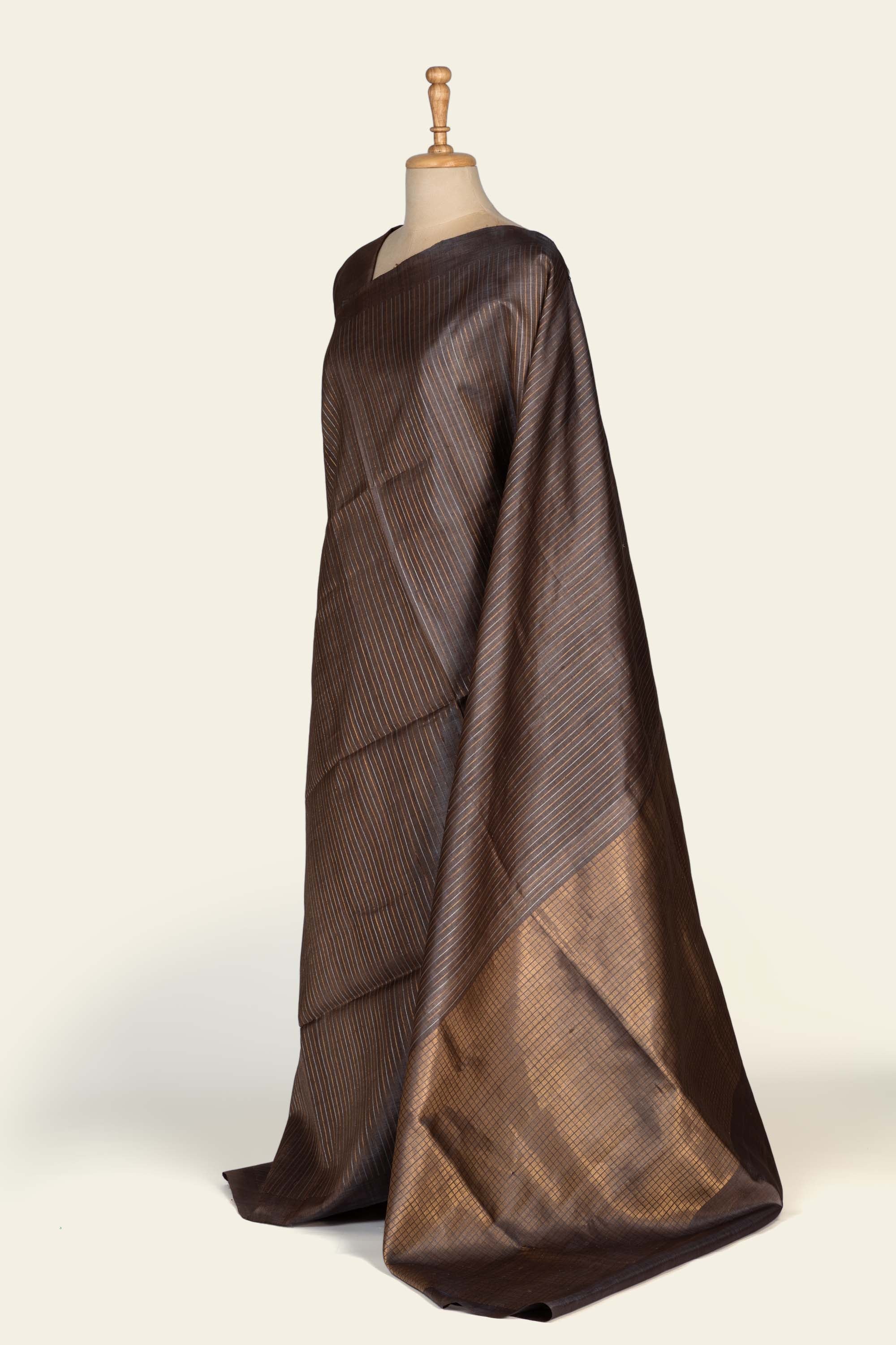 Brown Chhattisgarh Pure Tussar Silk Saree