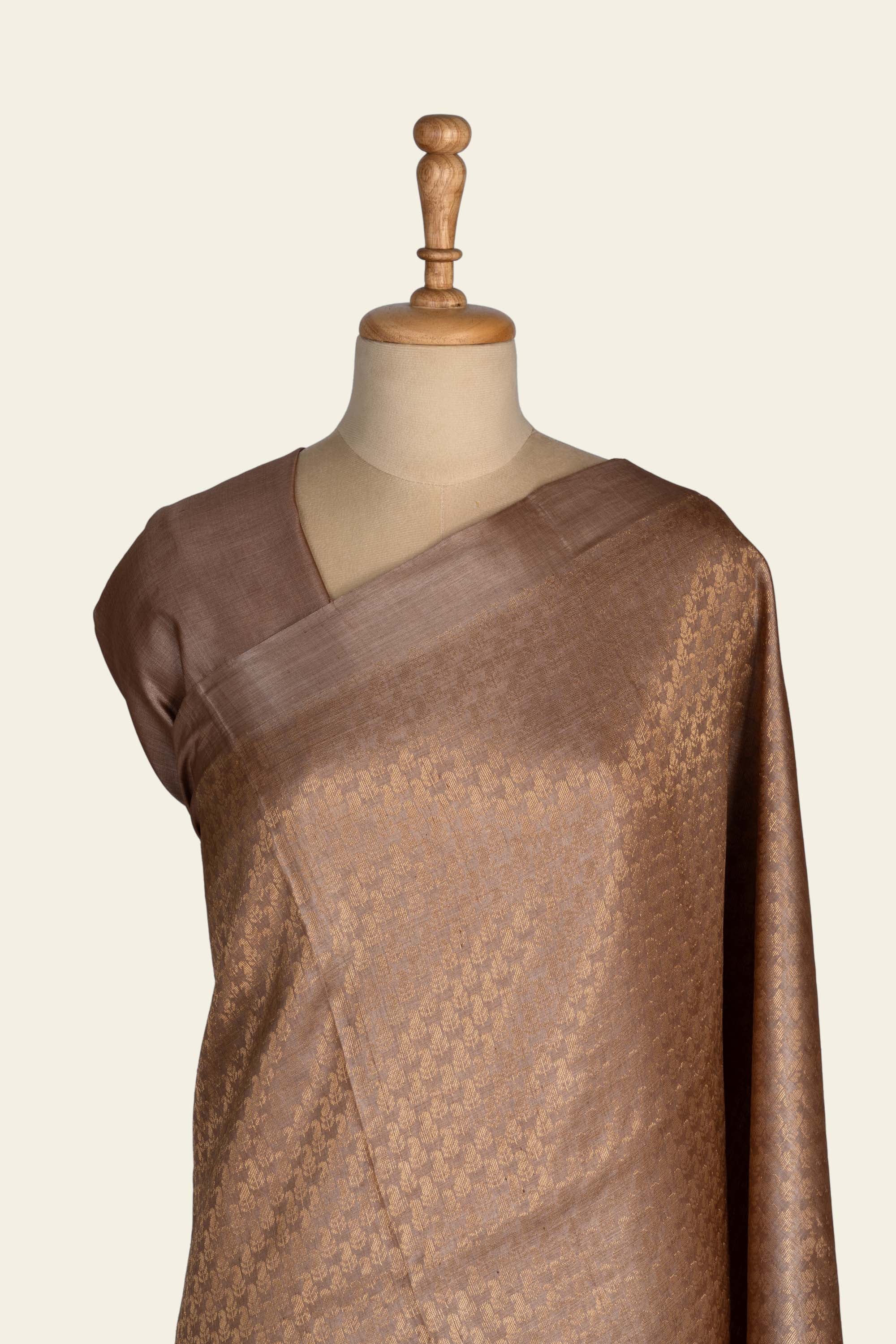 Golden Brown Brocade Chhattisgarh Pure Tussar Silk Saree