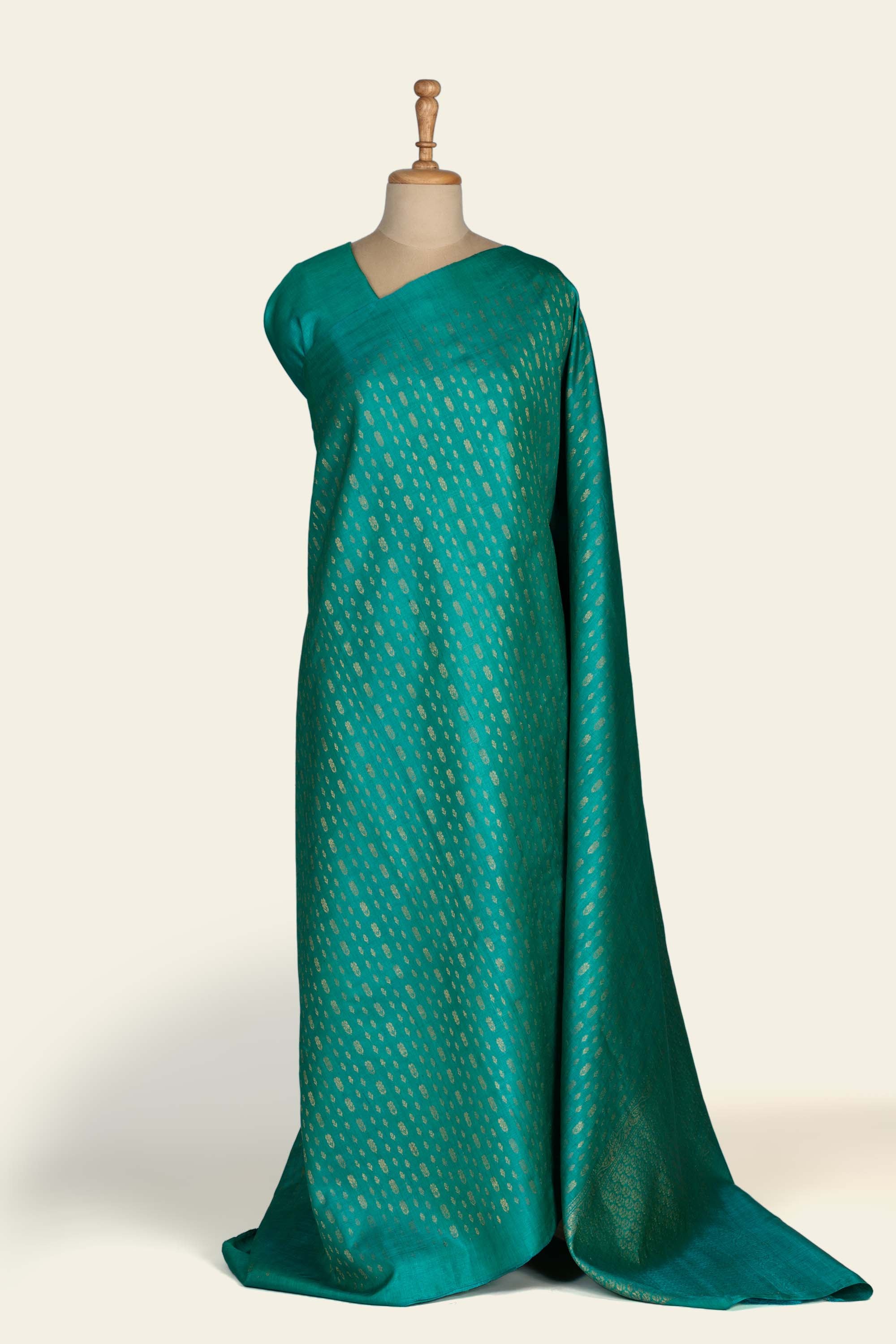 Sea Blue Chhattisgarh Pure Tussar Silk Saree