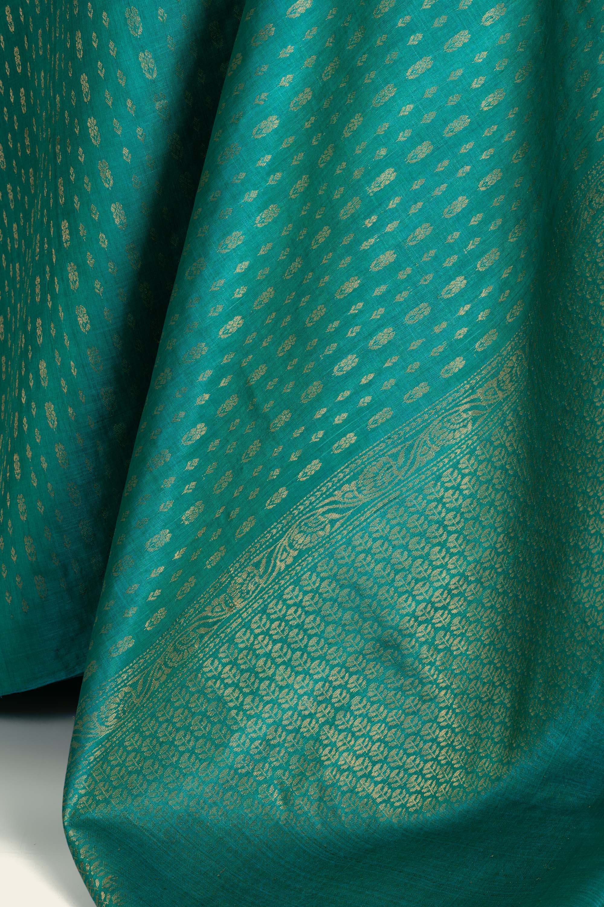 Sea Blue Chhattisgarh Pure Tussar Silk Saree