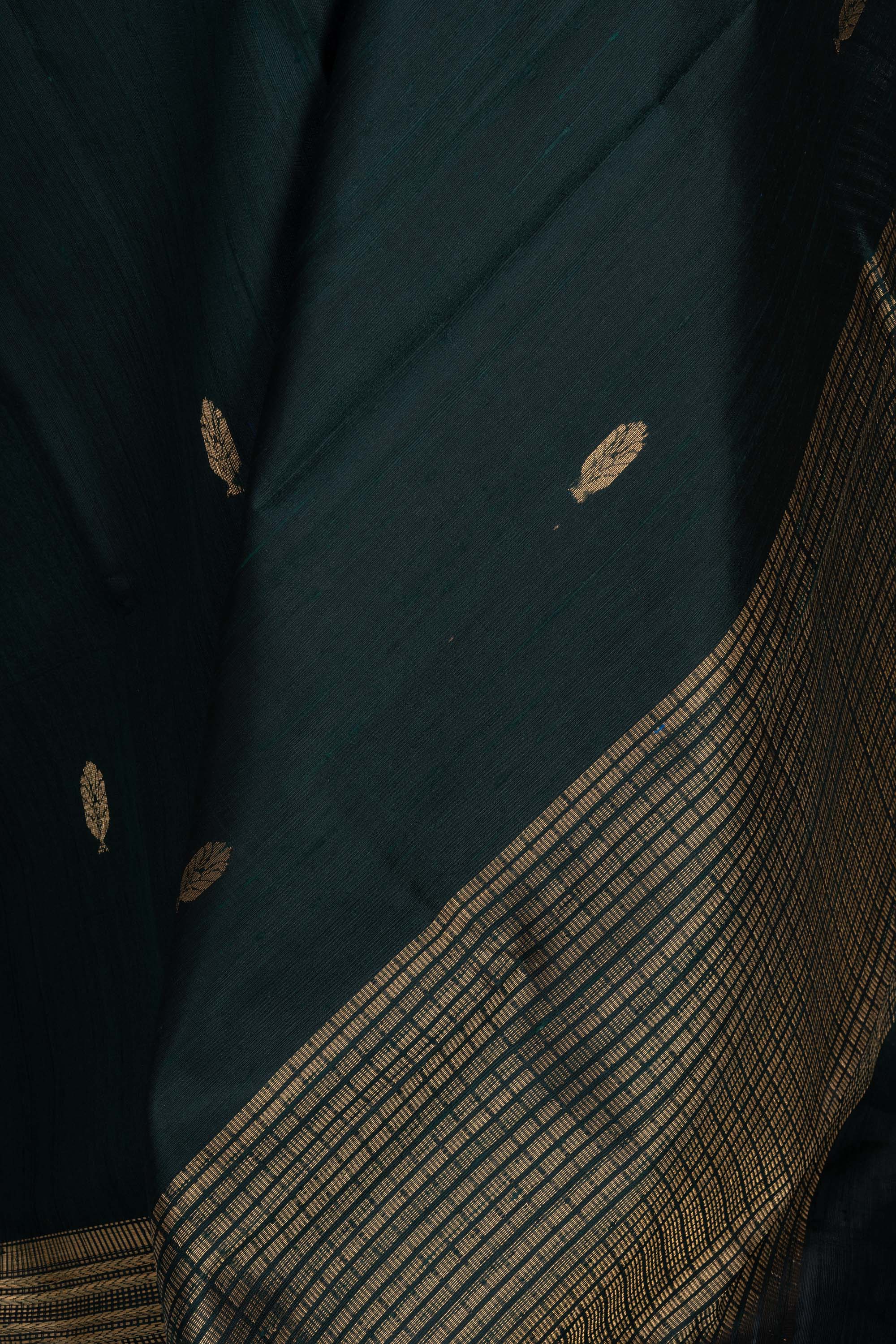 Deep Green Chhattisgarh Raw Silk Saree