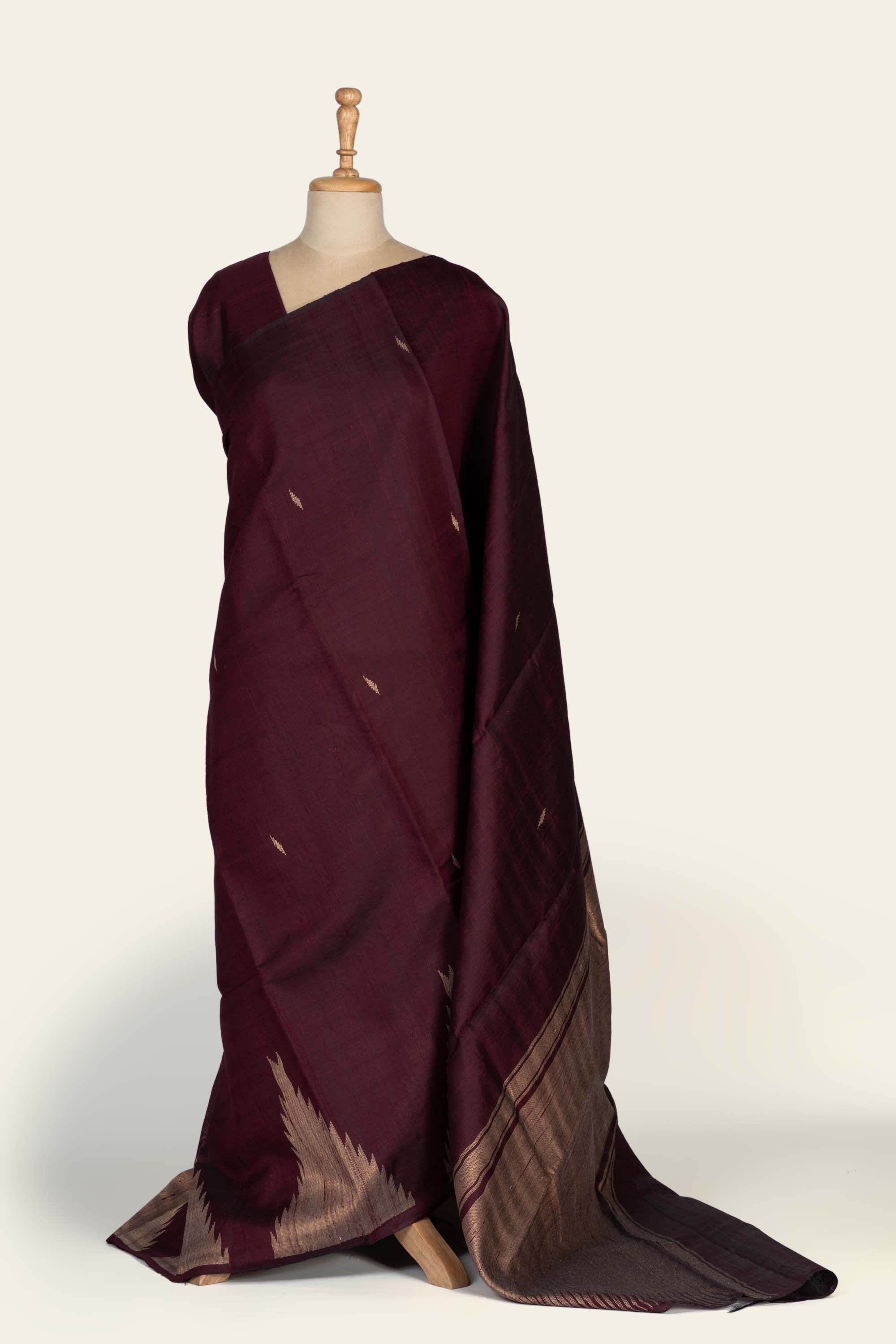 Plum Wine Chhattisgarh Raw Silk Saree