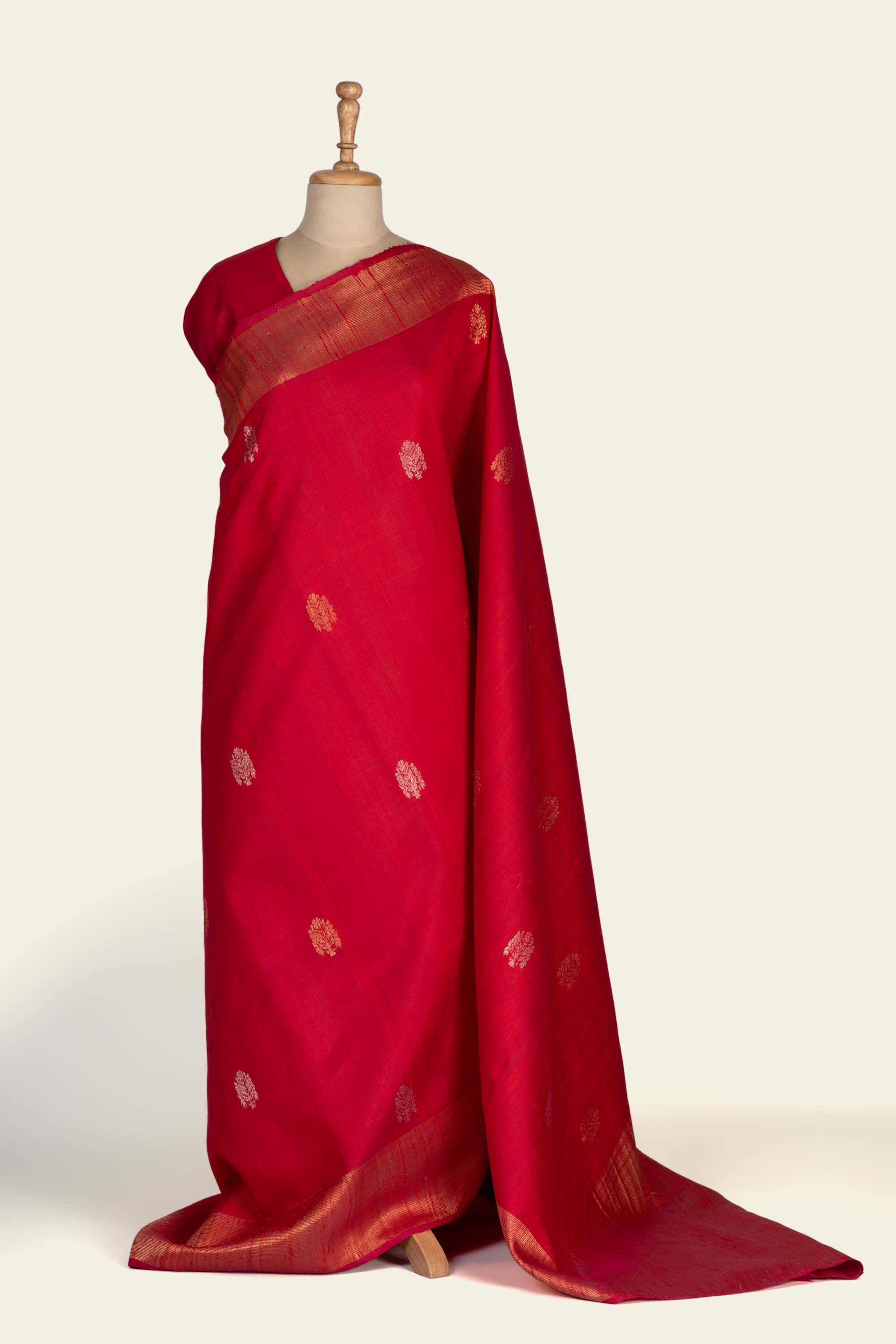 Dual Pink and Red Chhattisgarh Raw Silk Saree