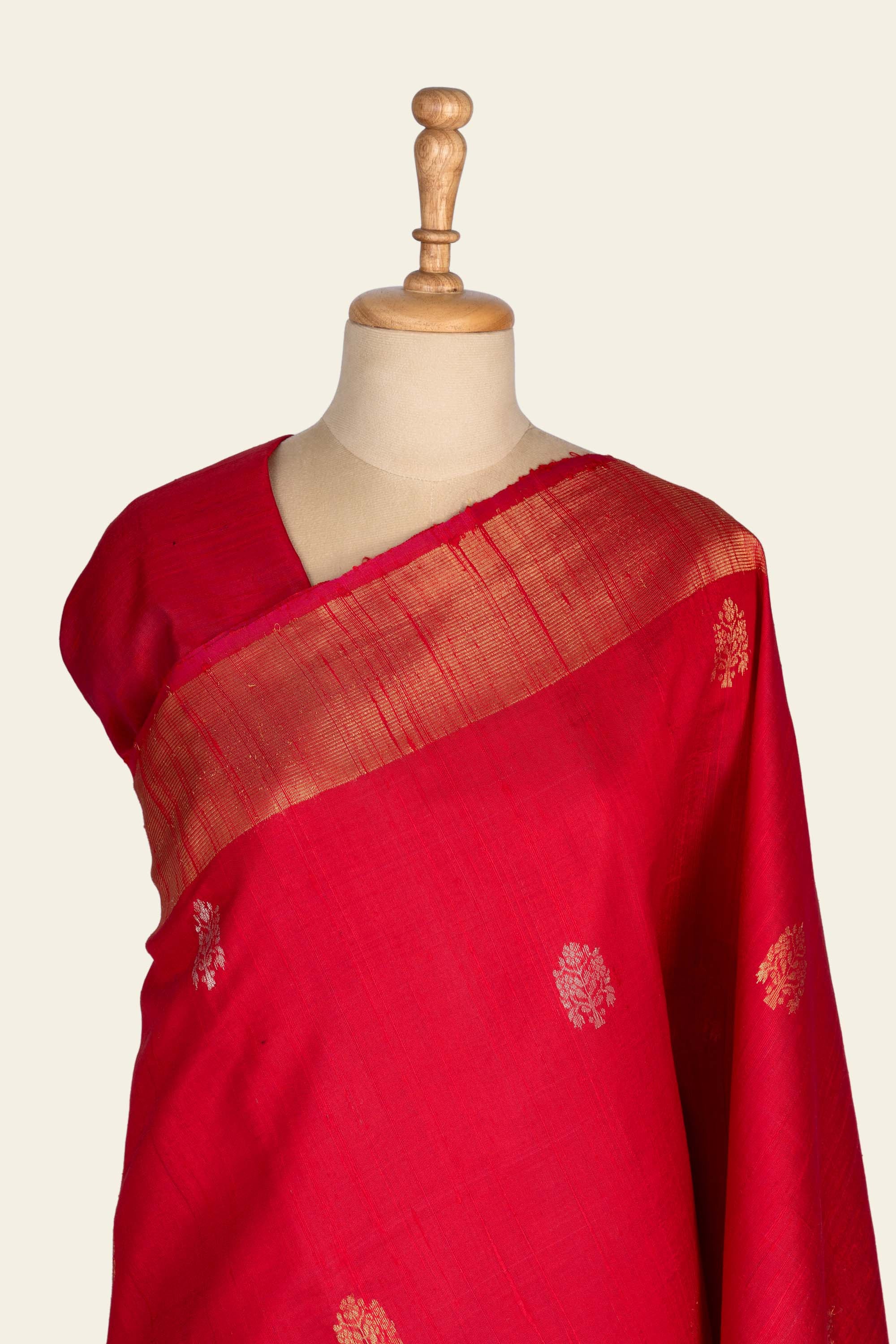 Dual Pink and Red Chhattisgarh Raw Silk Saree