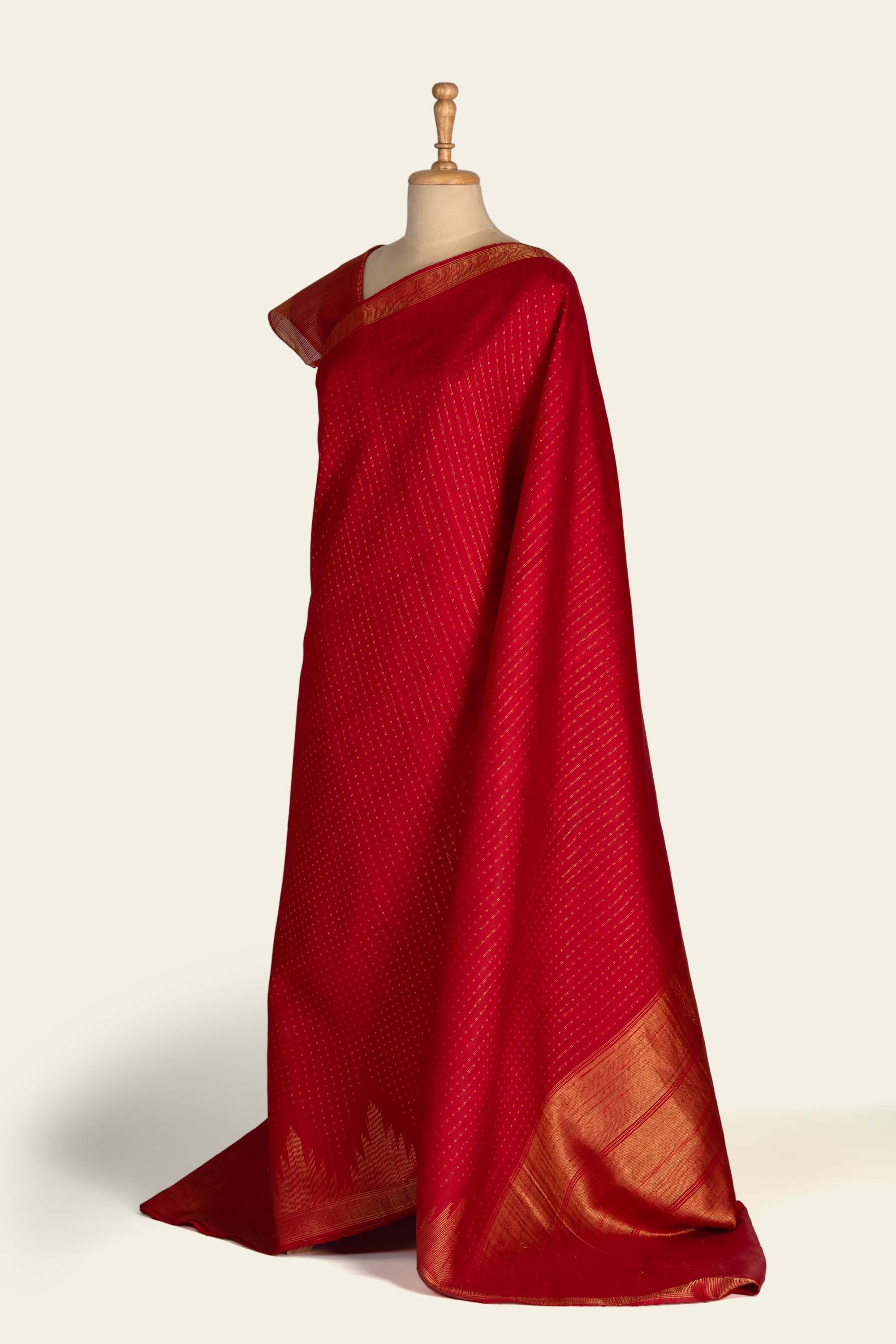 Red Chhattisgarh Raw Silk Saree