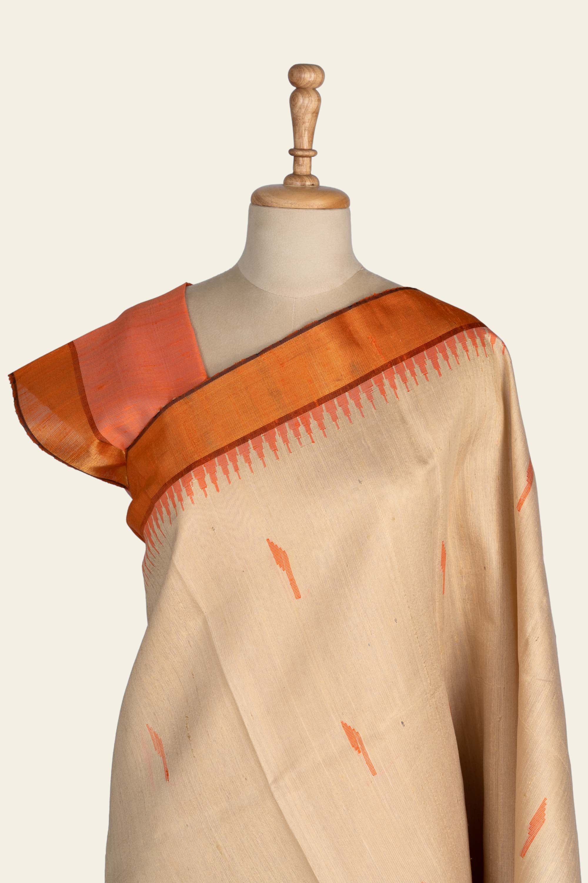 Cashew Cream Chhattisgarh Raw Silk Saree