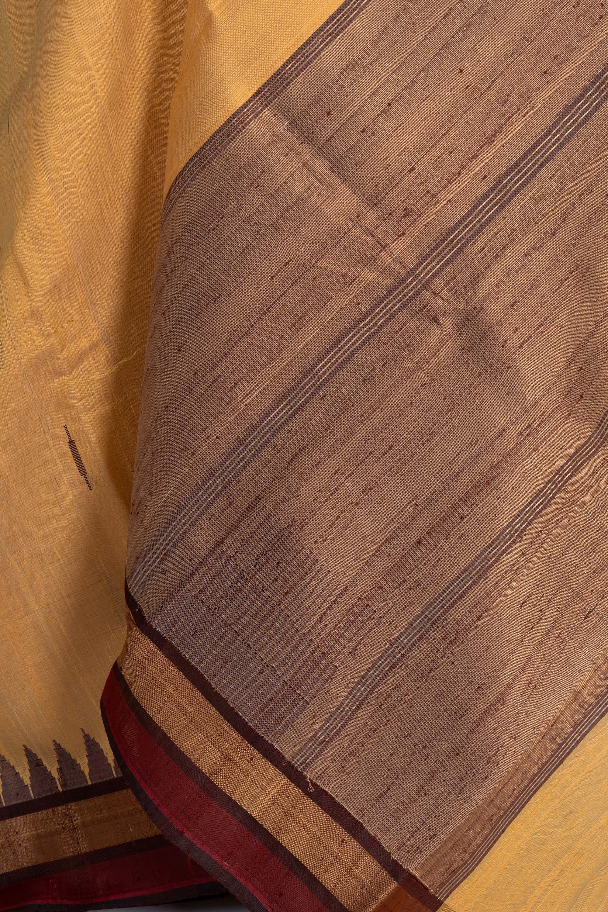 Sandalwood Yellow Chhattisgarh Raw Silk Saree