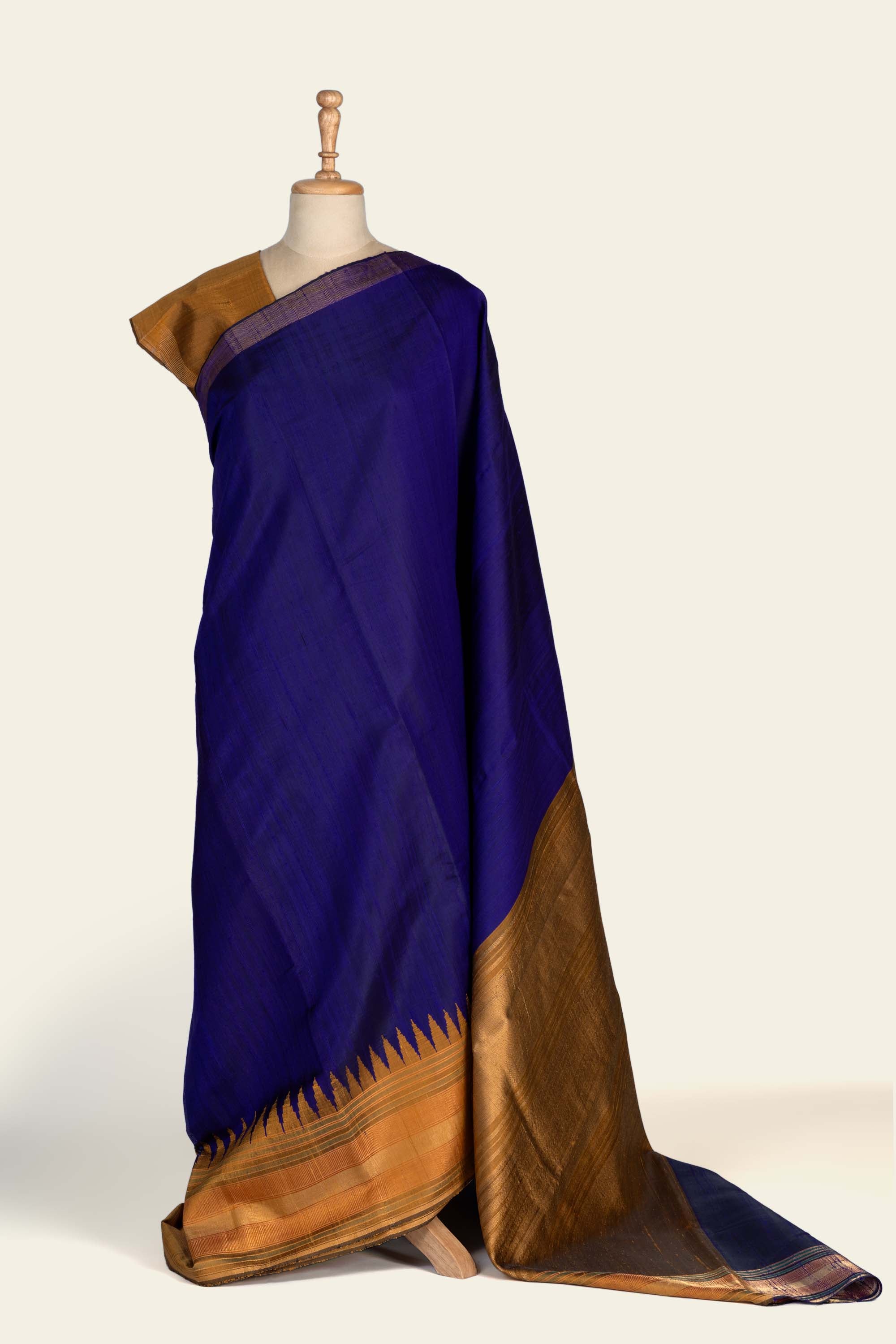 Royal Blue Chhattisgarh Raw Silk Saree