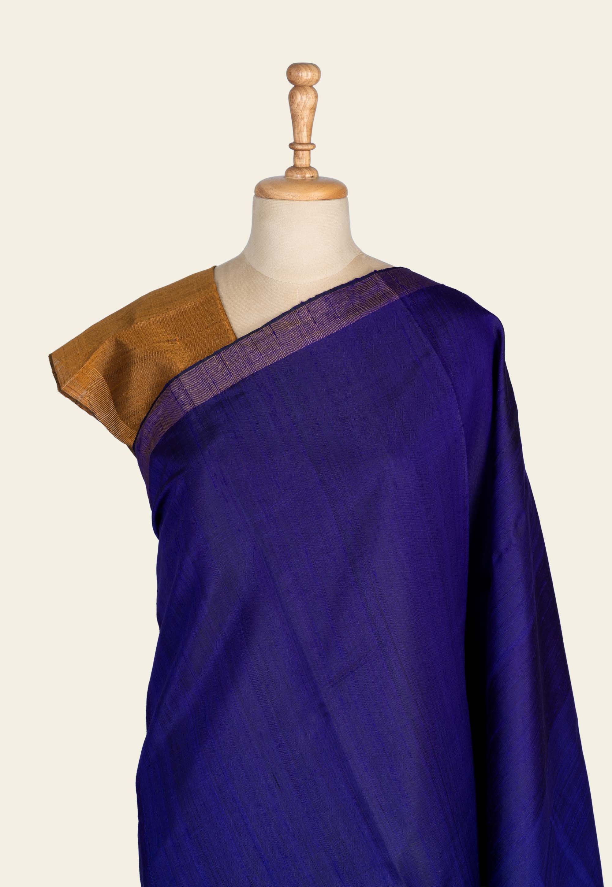 Royal Blue Chhattisgarh Raw Silk Saree