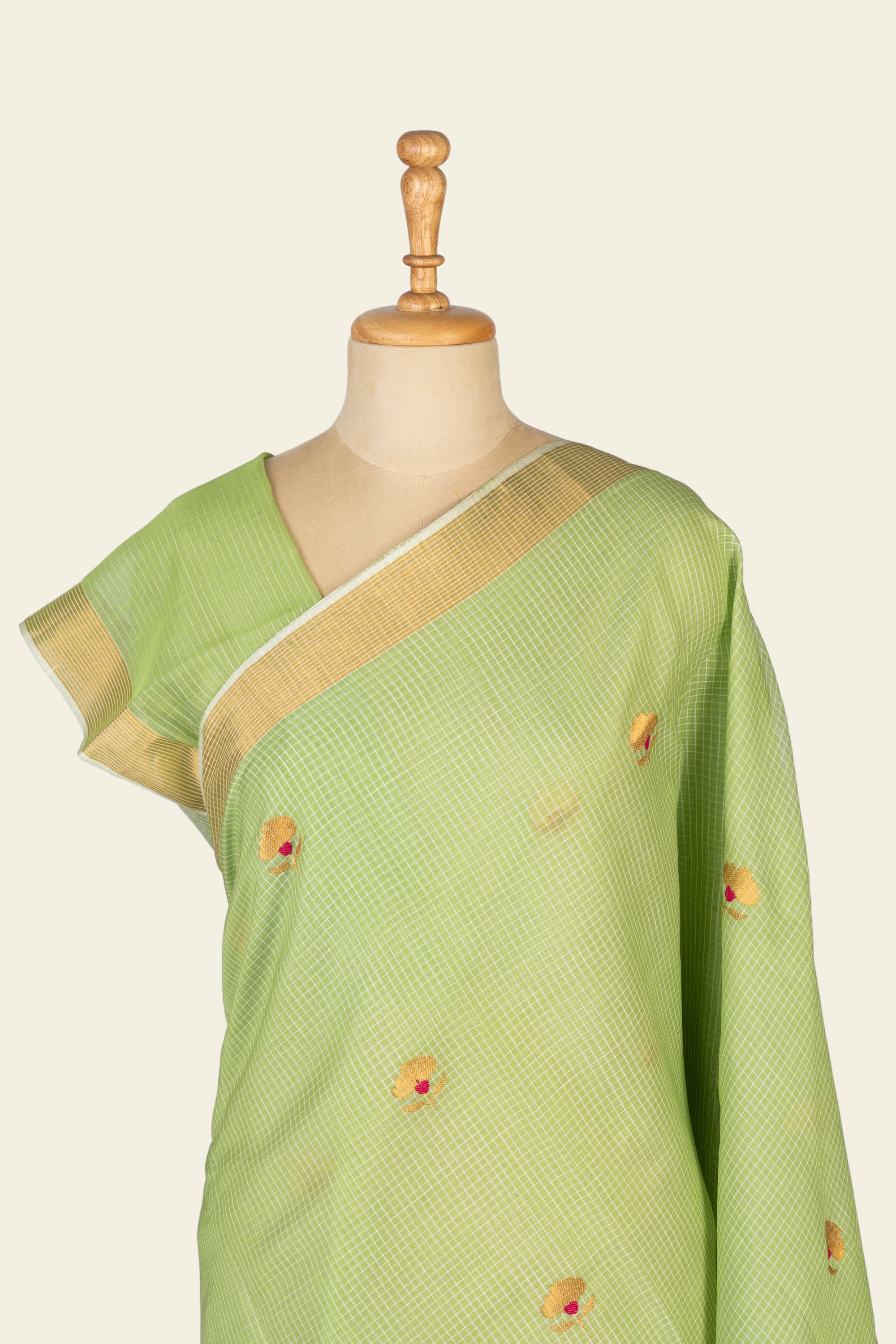 Meadow Green Chanderi Silk Cotton Saree