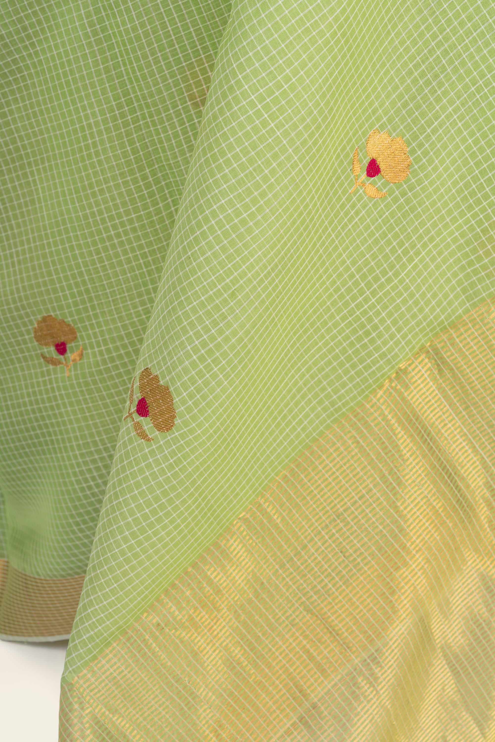 Meadow Green Chanderi Silk Cotton Saree