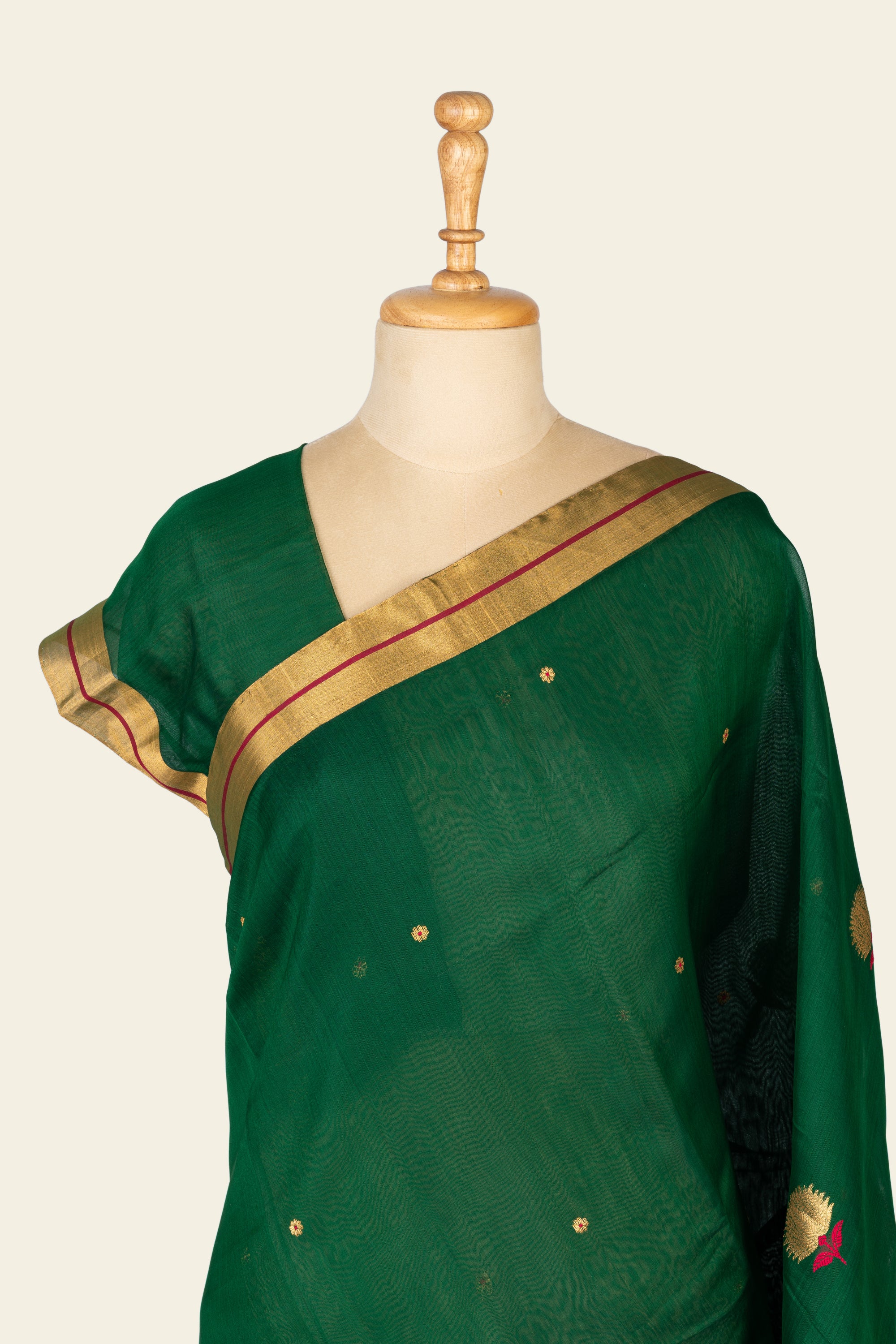 Dark Green Chanderi Silk Cotton Saree